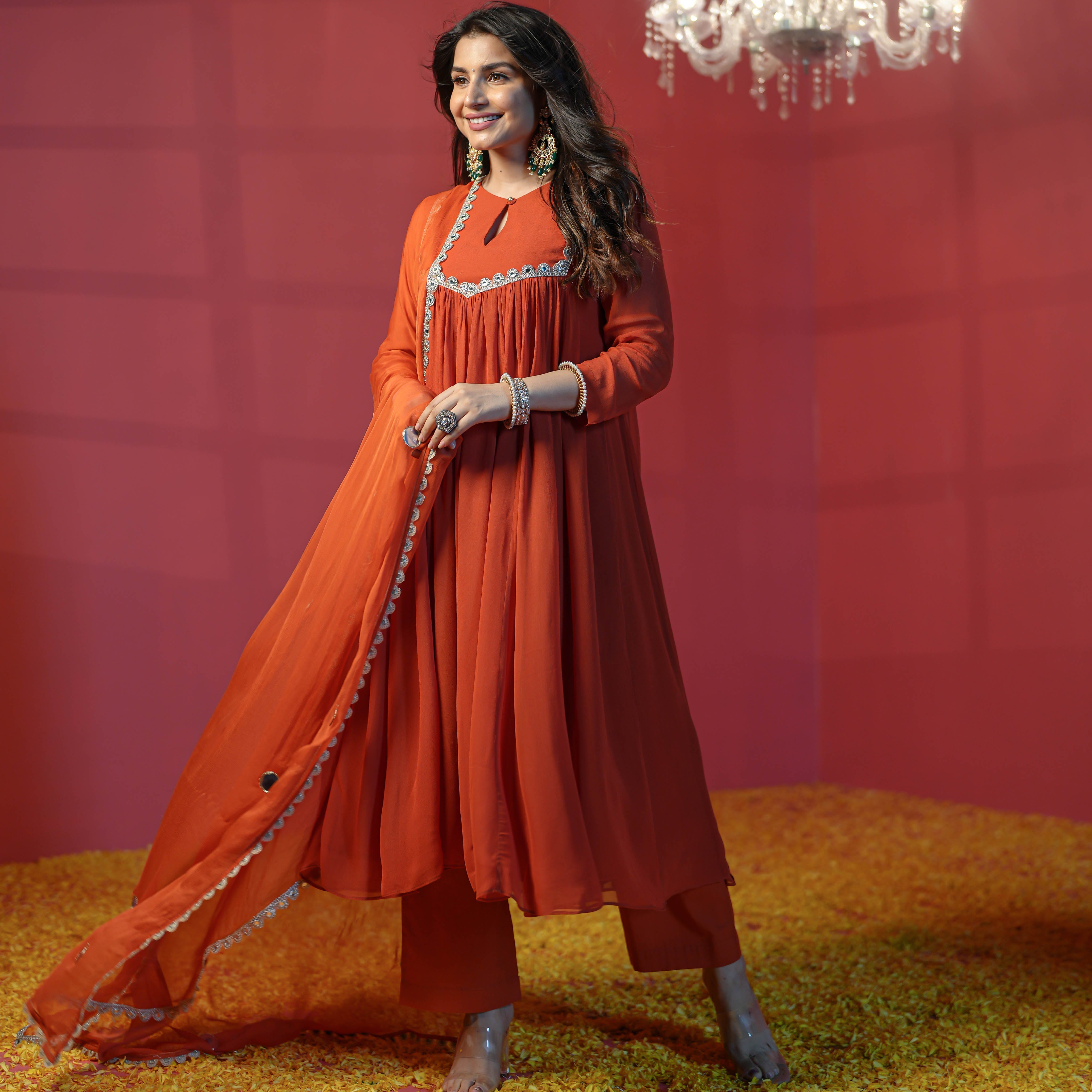 Bunaai Terracotta Orange Suit Set