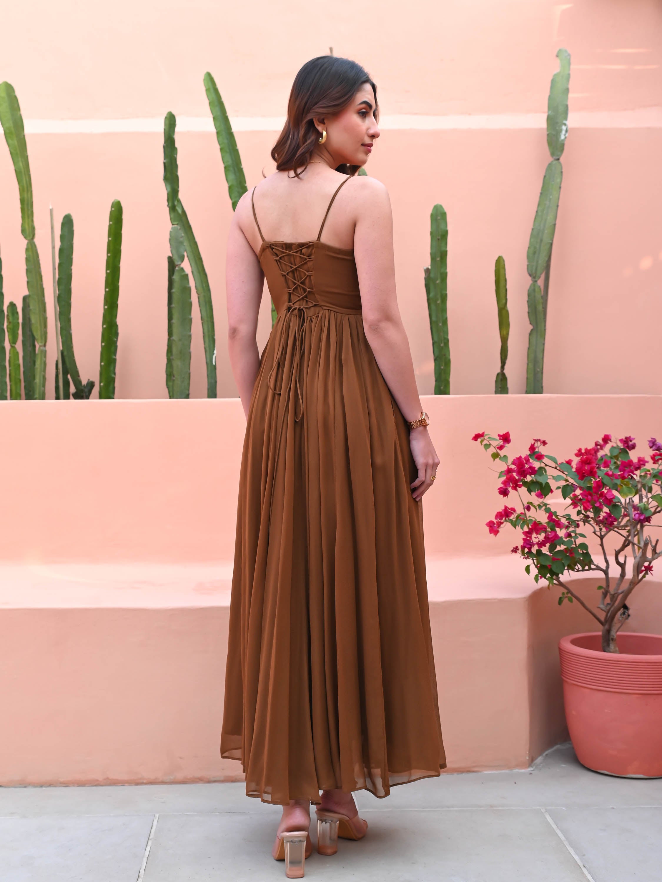 Toasted Brown Georgette Dress