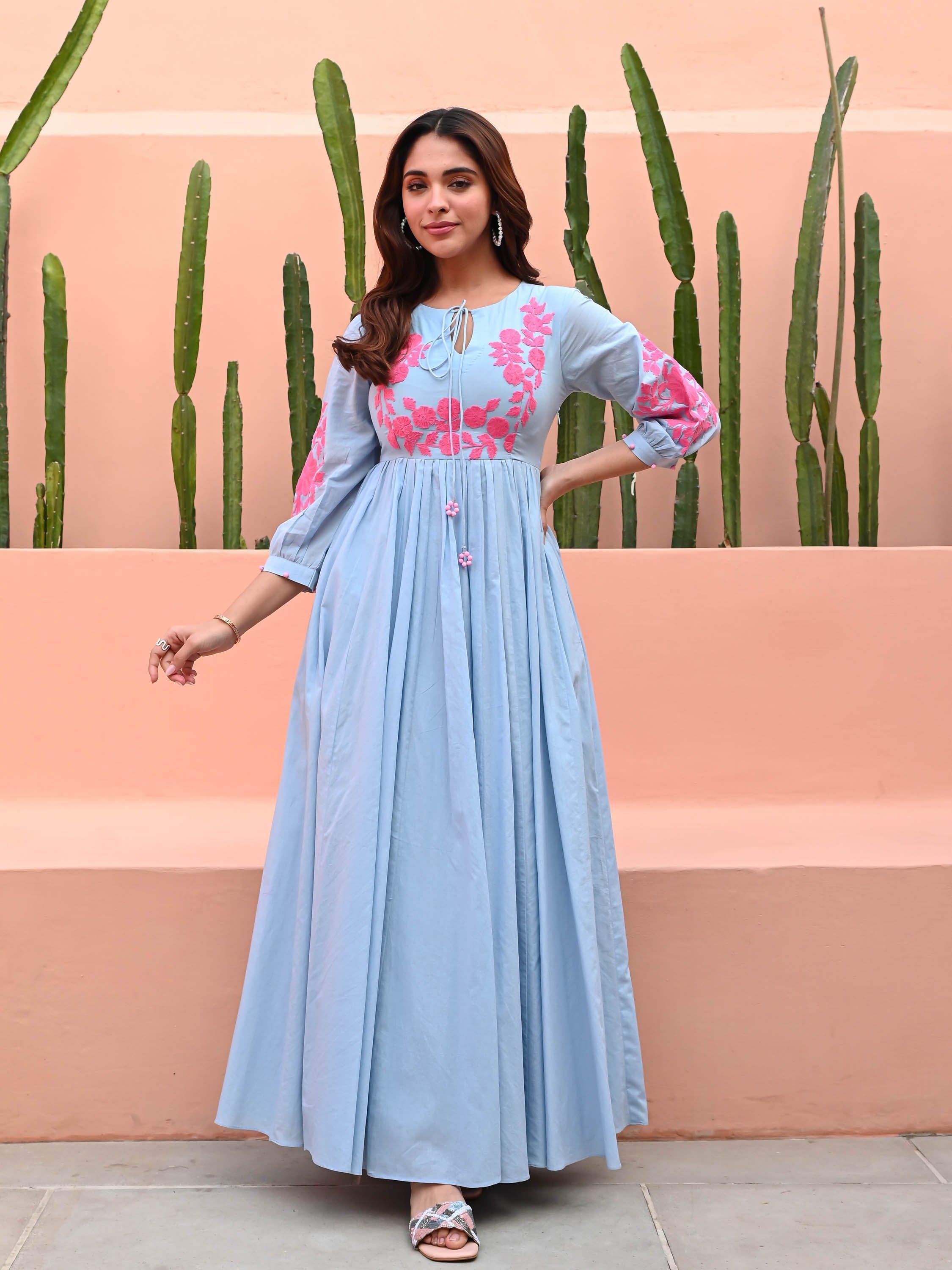 Dreamy Blue Embroidered Dress