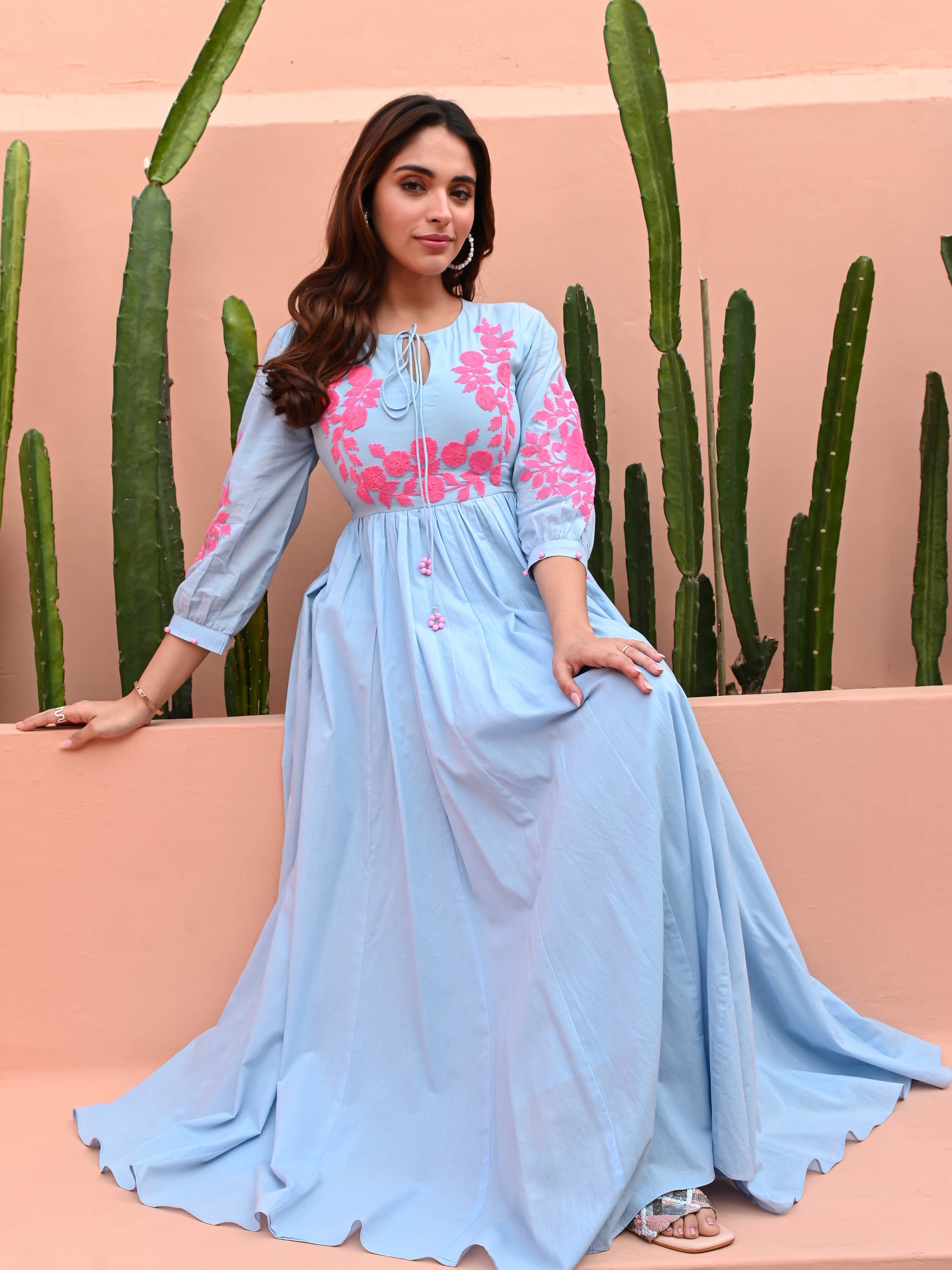 Dreamy Blue Embroidered Dress