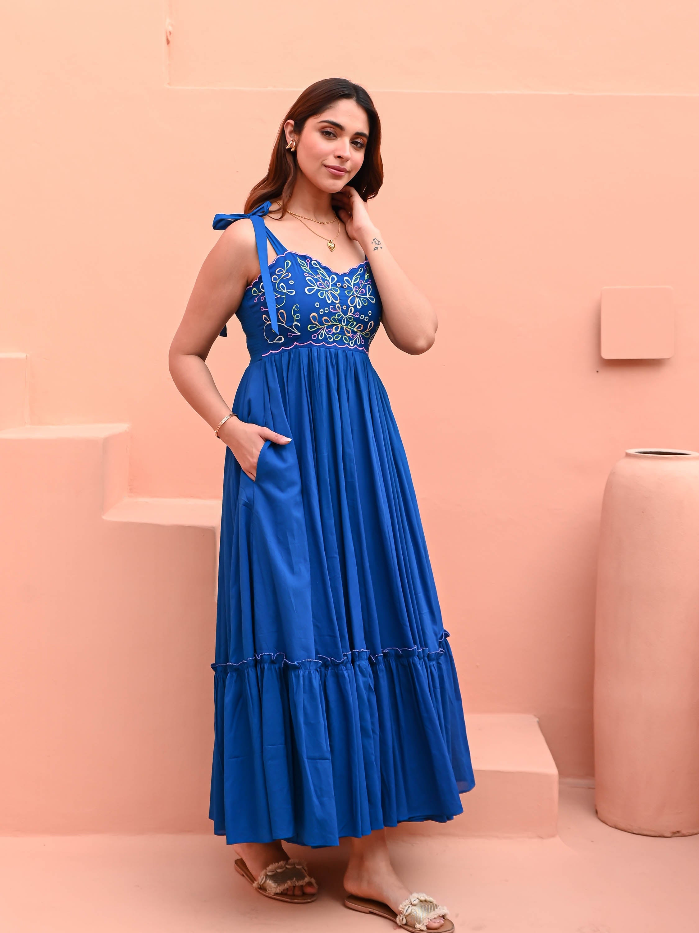 Dazzling Blue Cotton Dress