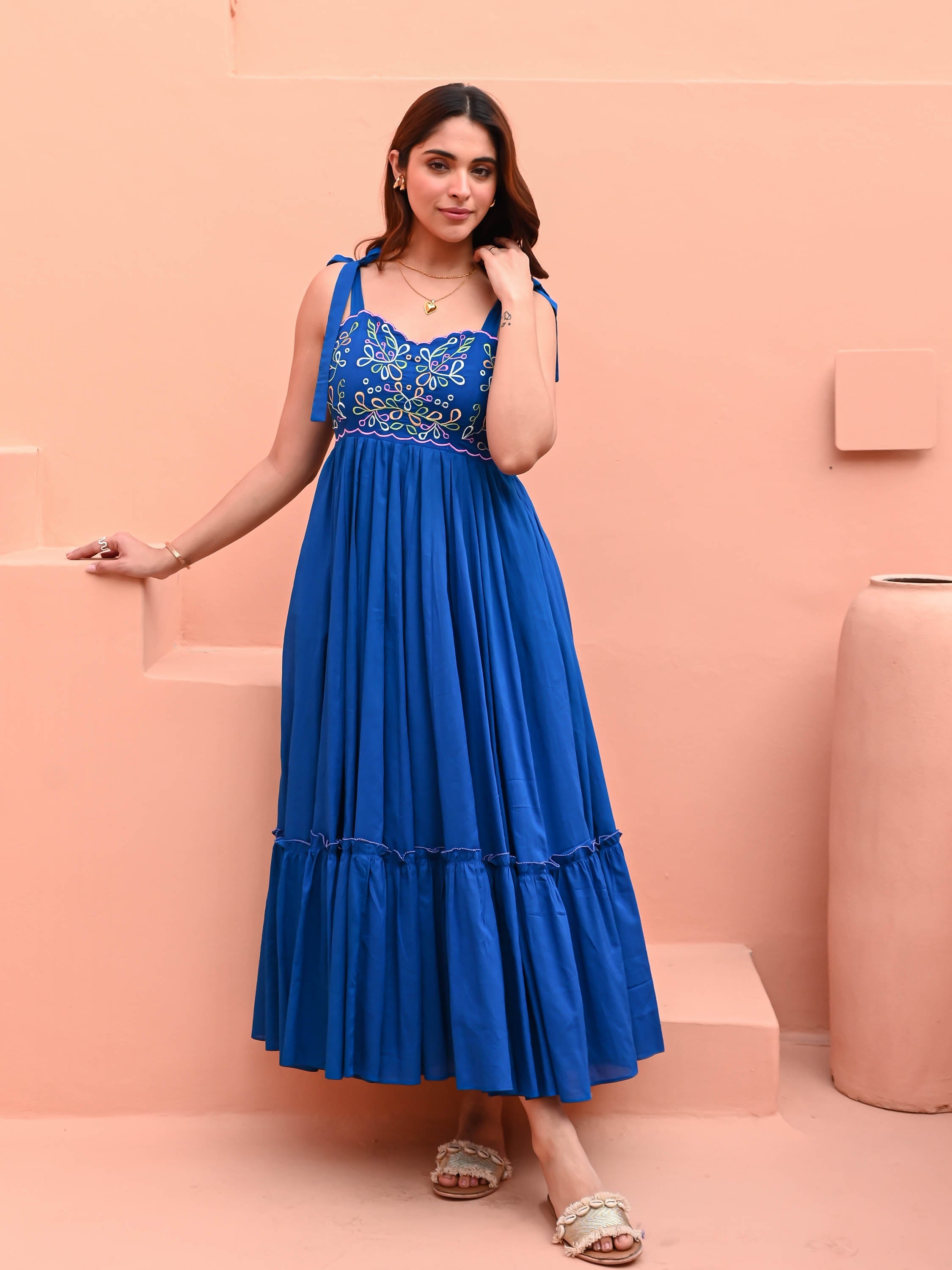 Dazzling Blue Cotton Dress