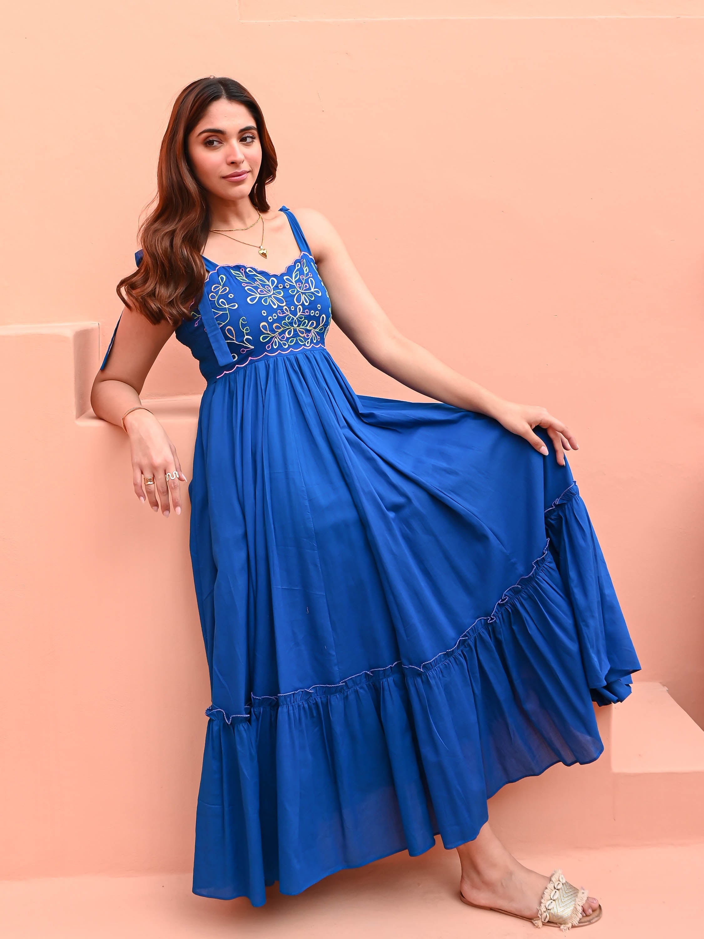 Dazzling Blue Cotton Dress