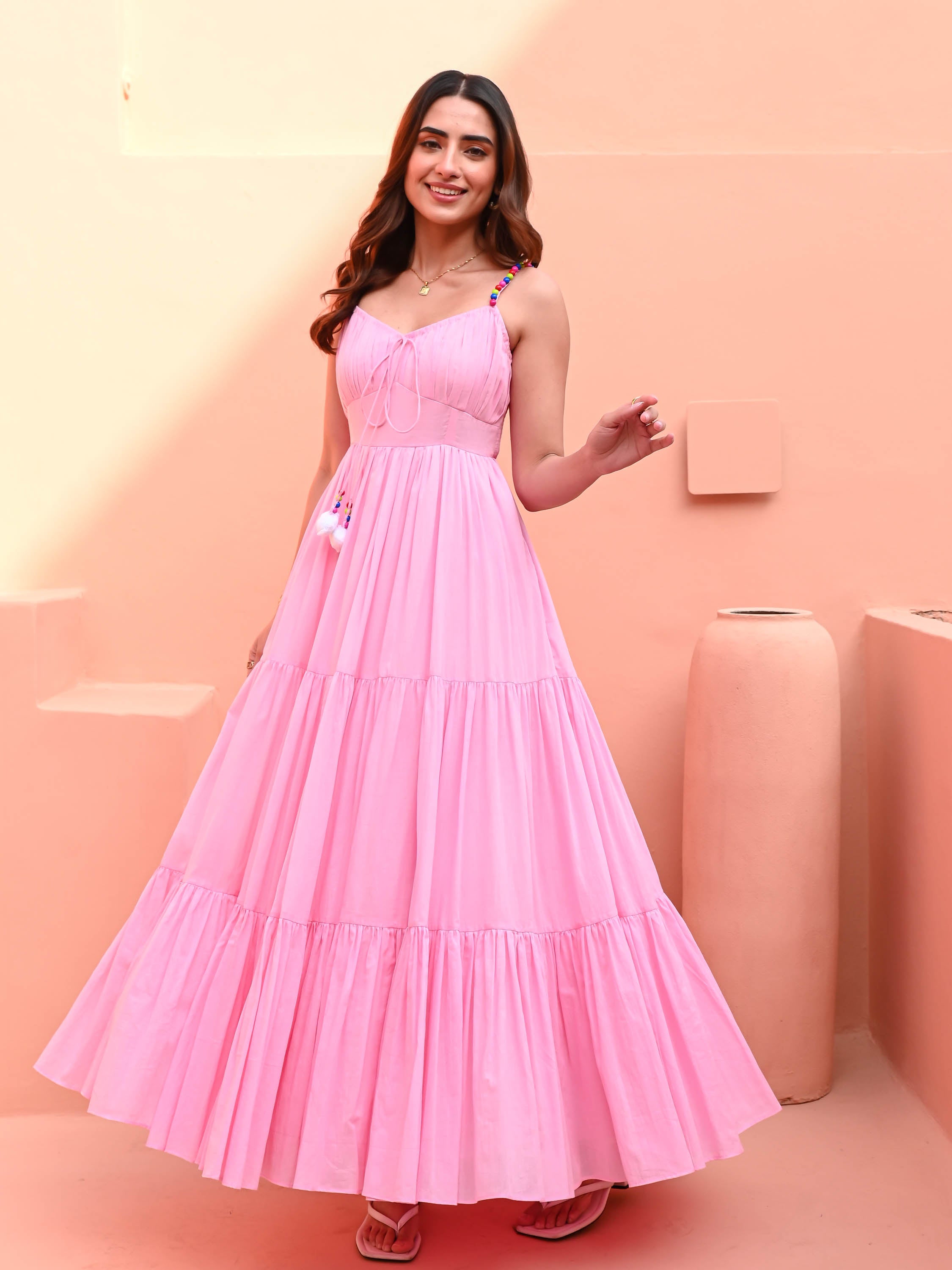 Light Pink Sleeveless Cotton Dress