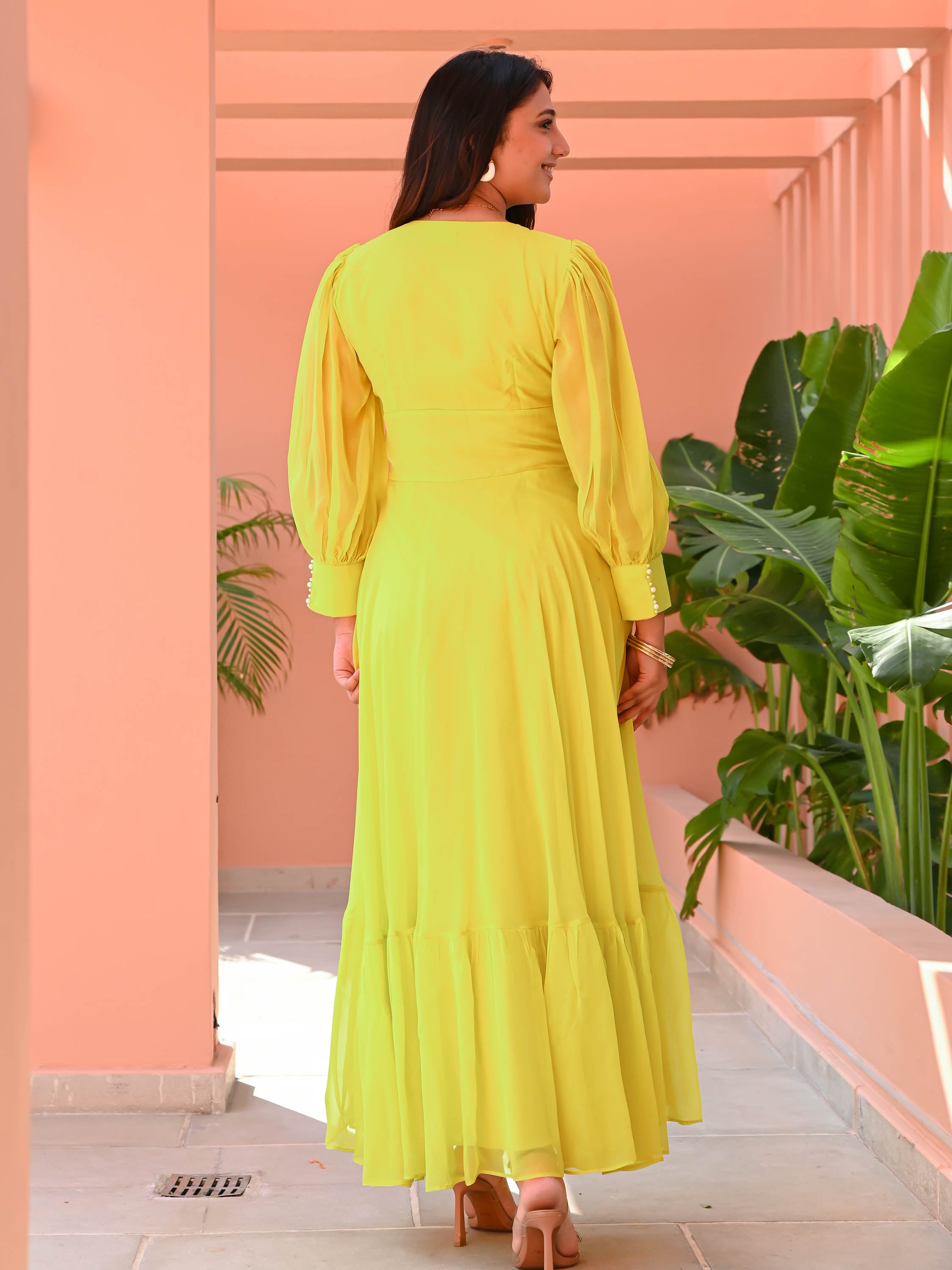 Lemon Green Organza Dress