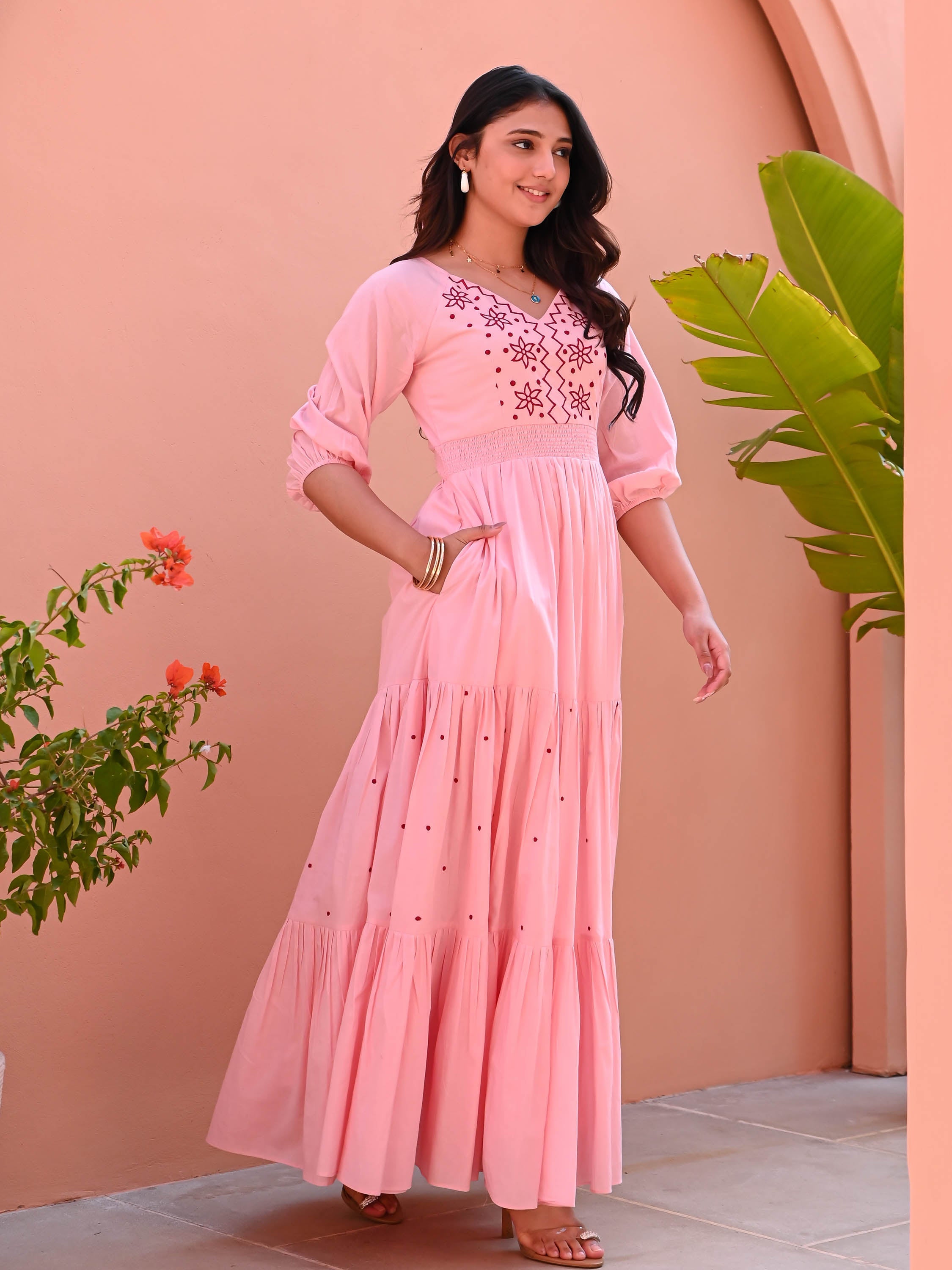 Apricot Blush Cotton Dress