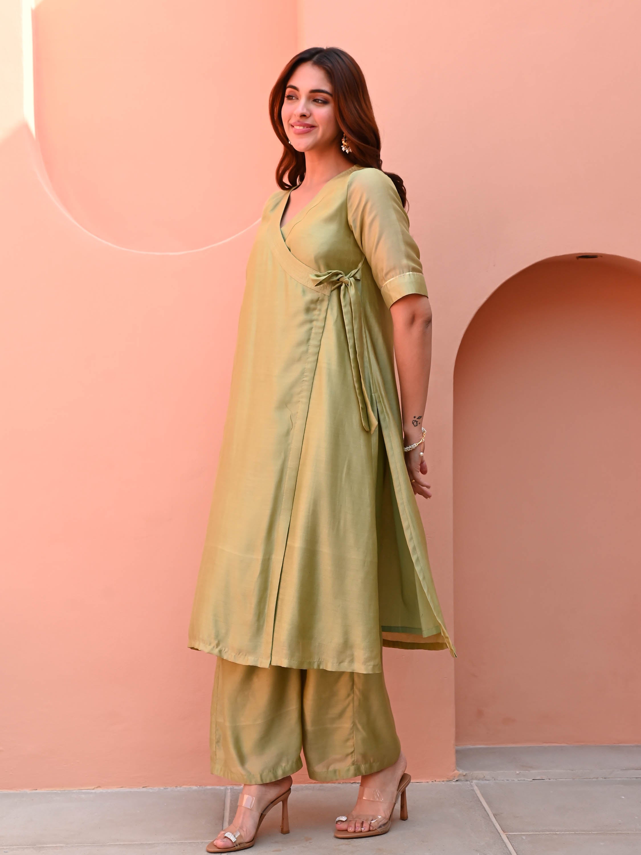 Light Green Silk Kurta Set