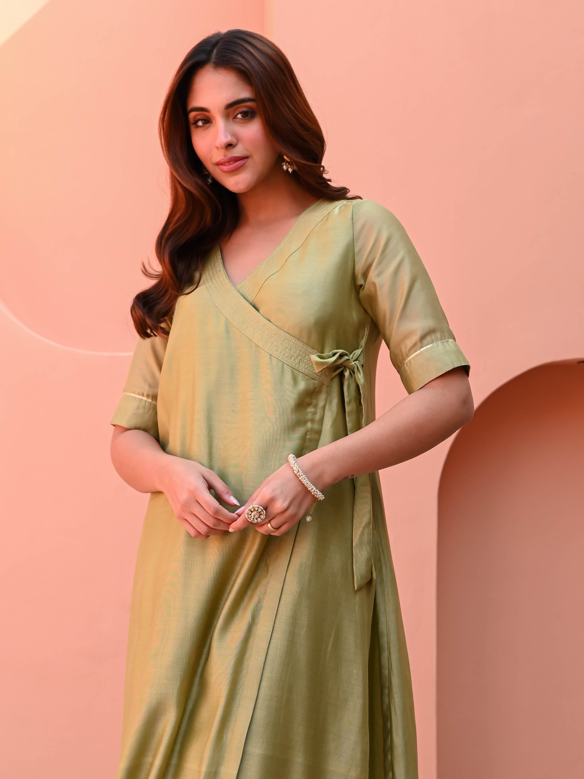 Light Green Silk Kurta Set