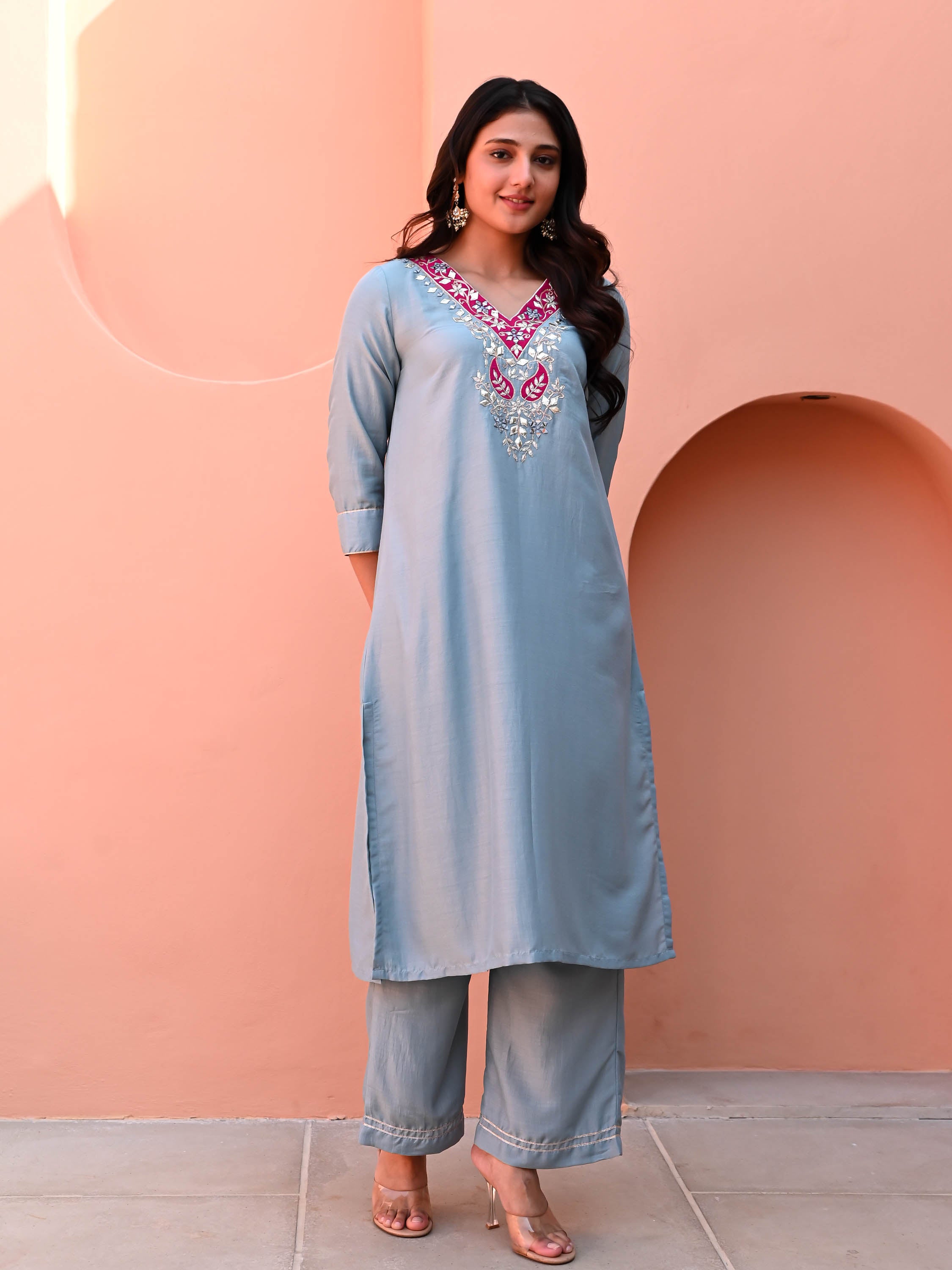 Galaxy Blue Silk Kurta Set