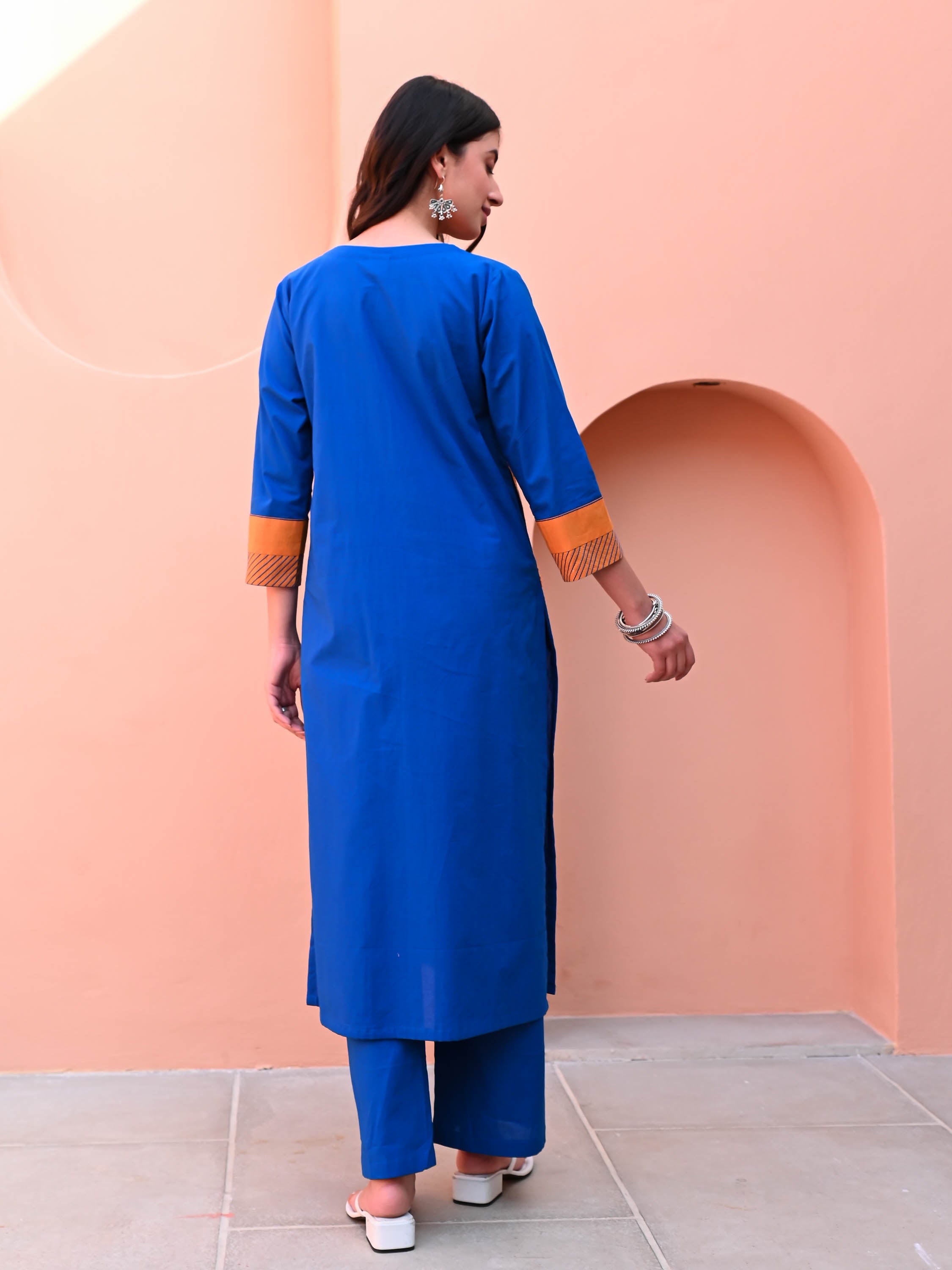 Victoria Blue Cotton Kurta Set