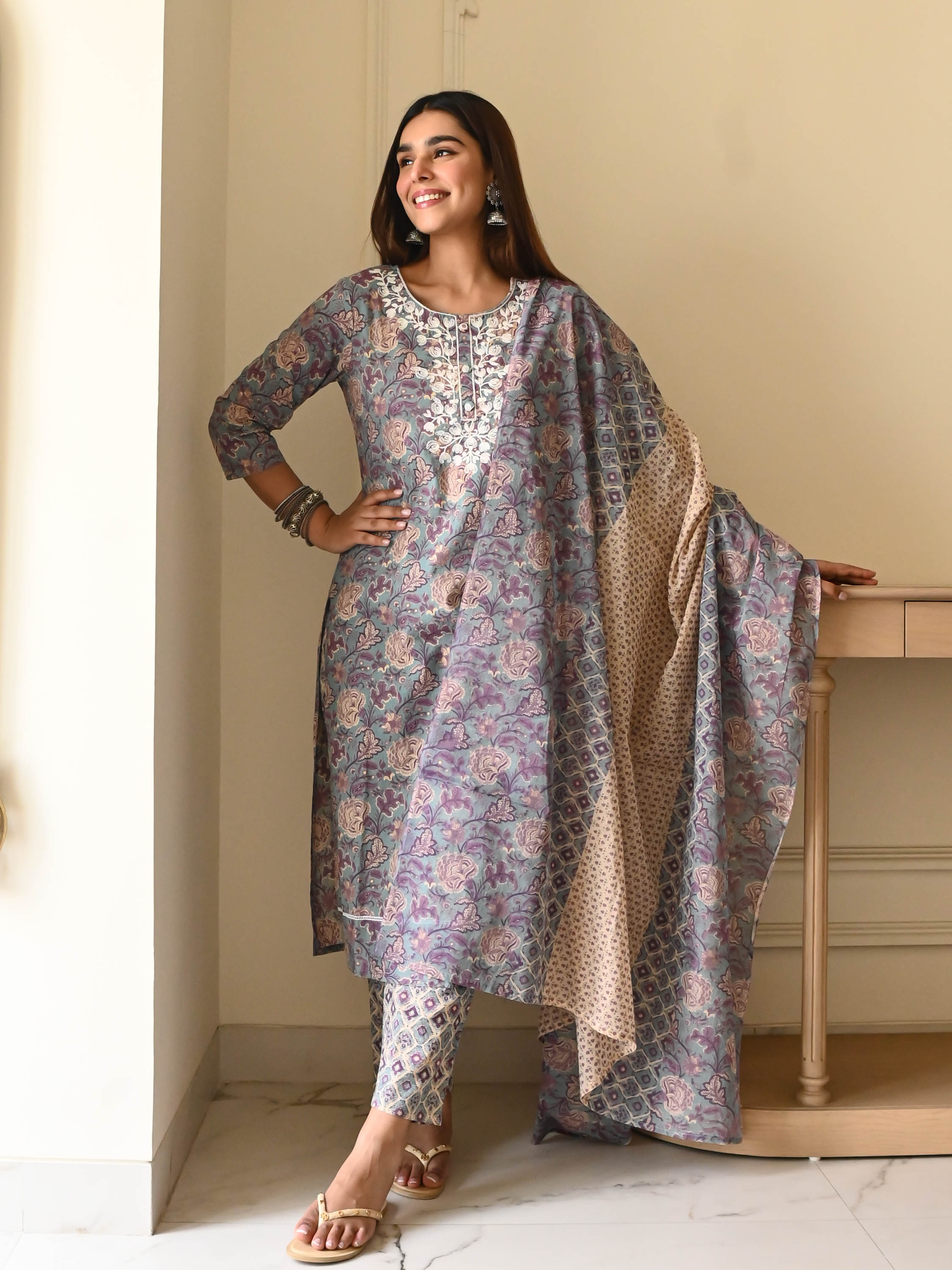 Bunaai Vaidehi Cotton Suit Set