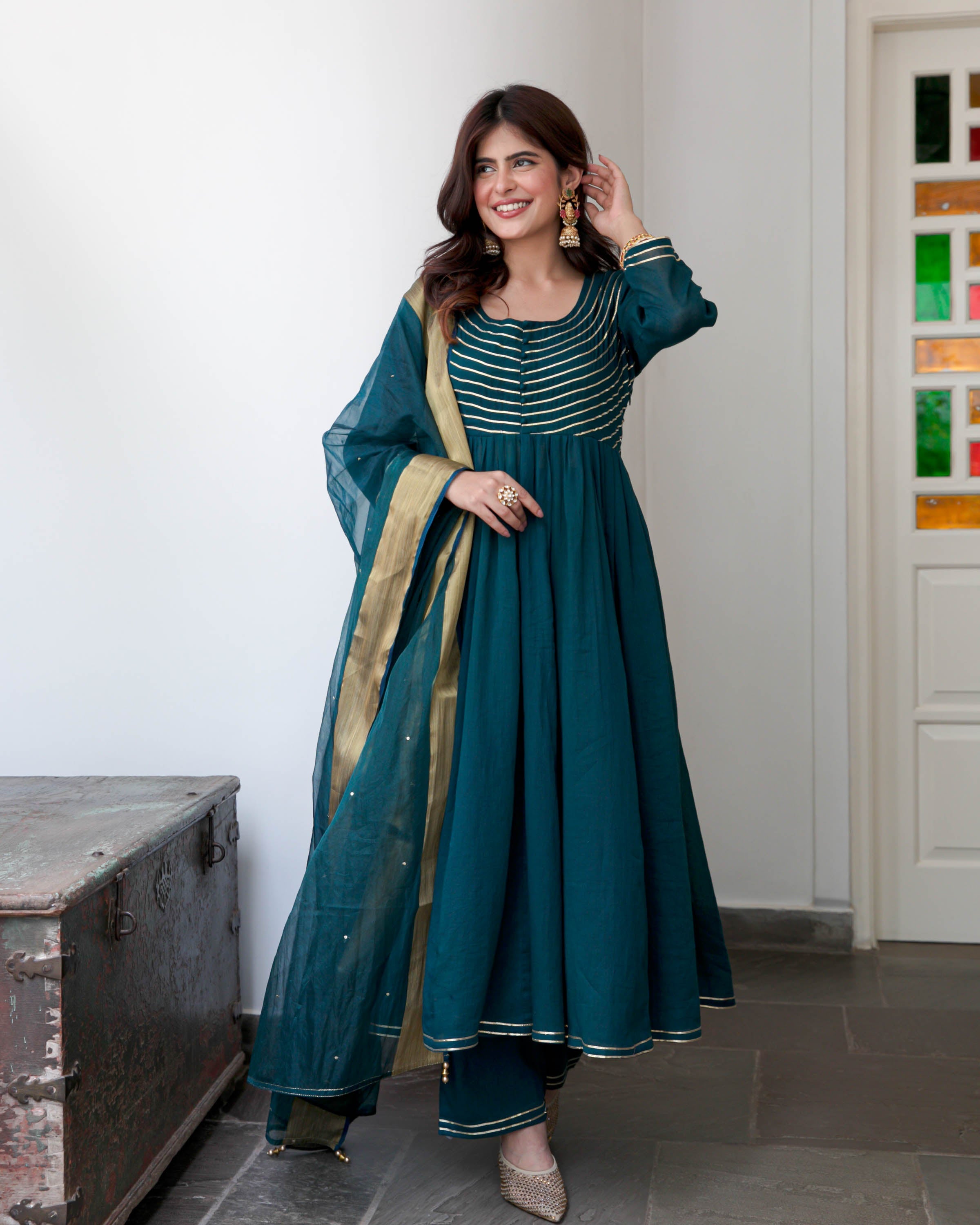 Teal Green  Cotton Suit Set