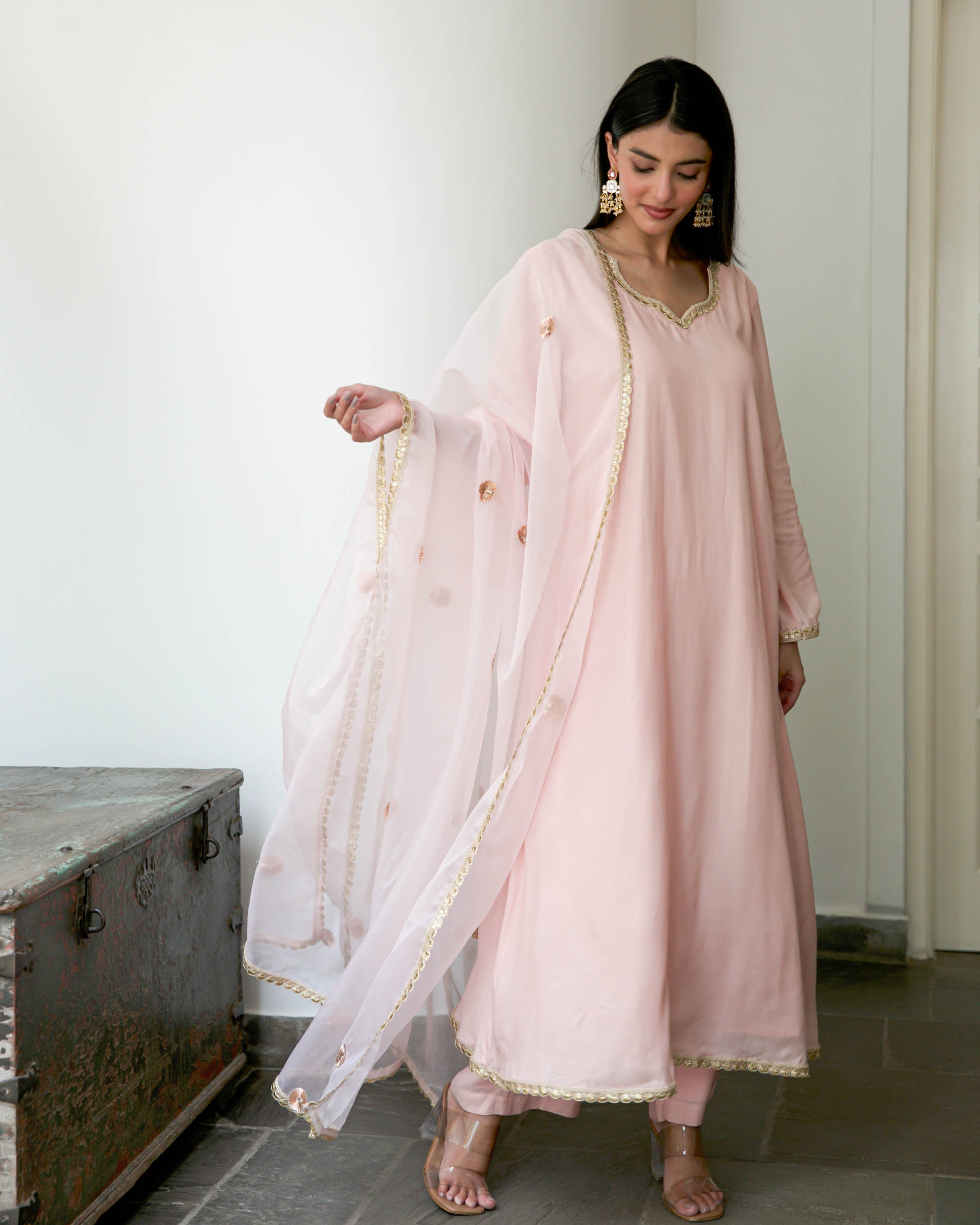 Light Pink Cotton Silk Suit Ste