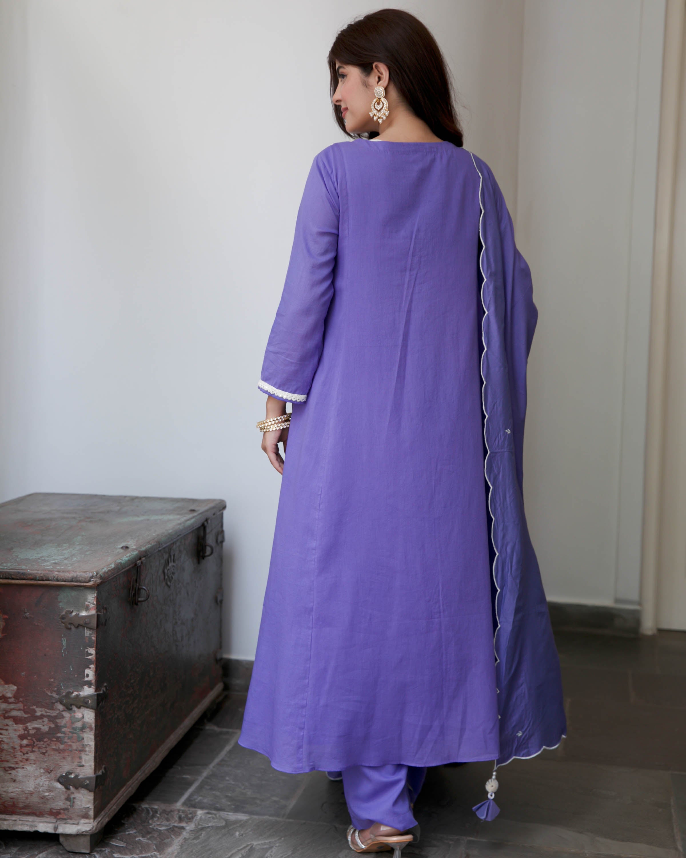 Purple Cotton Suit Set