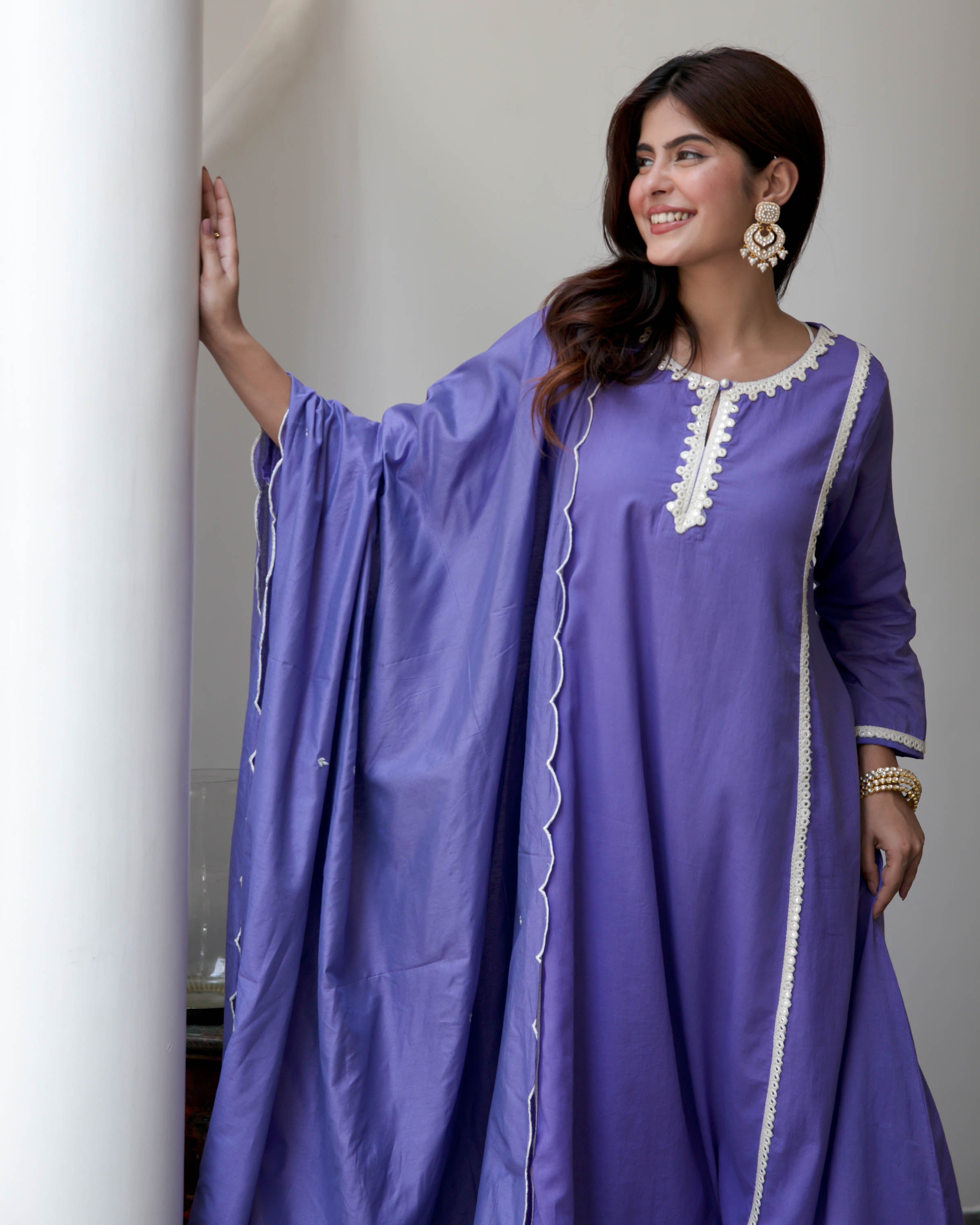 Purple Cotton Suit Set