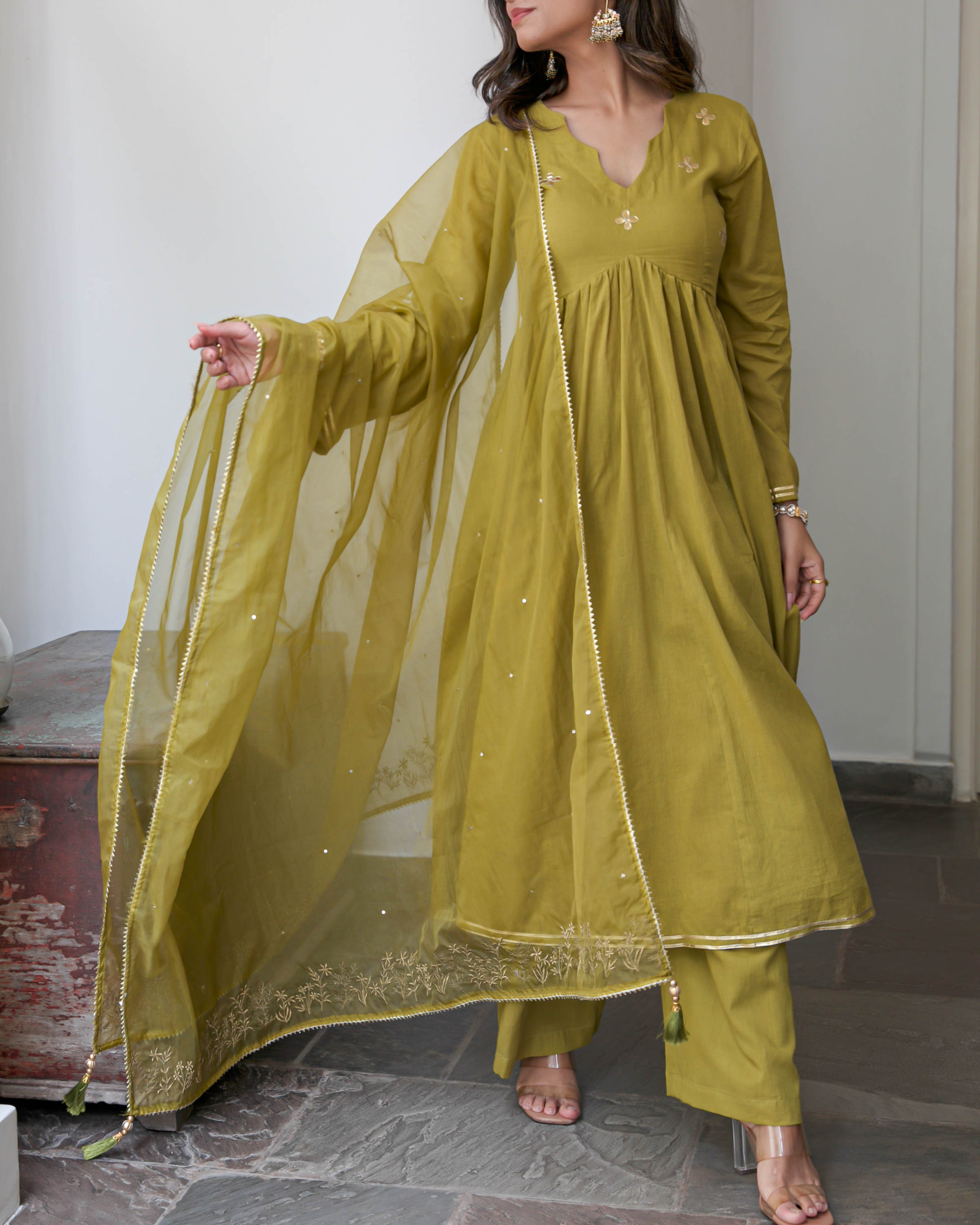 Olive Cotton Suit Set