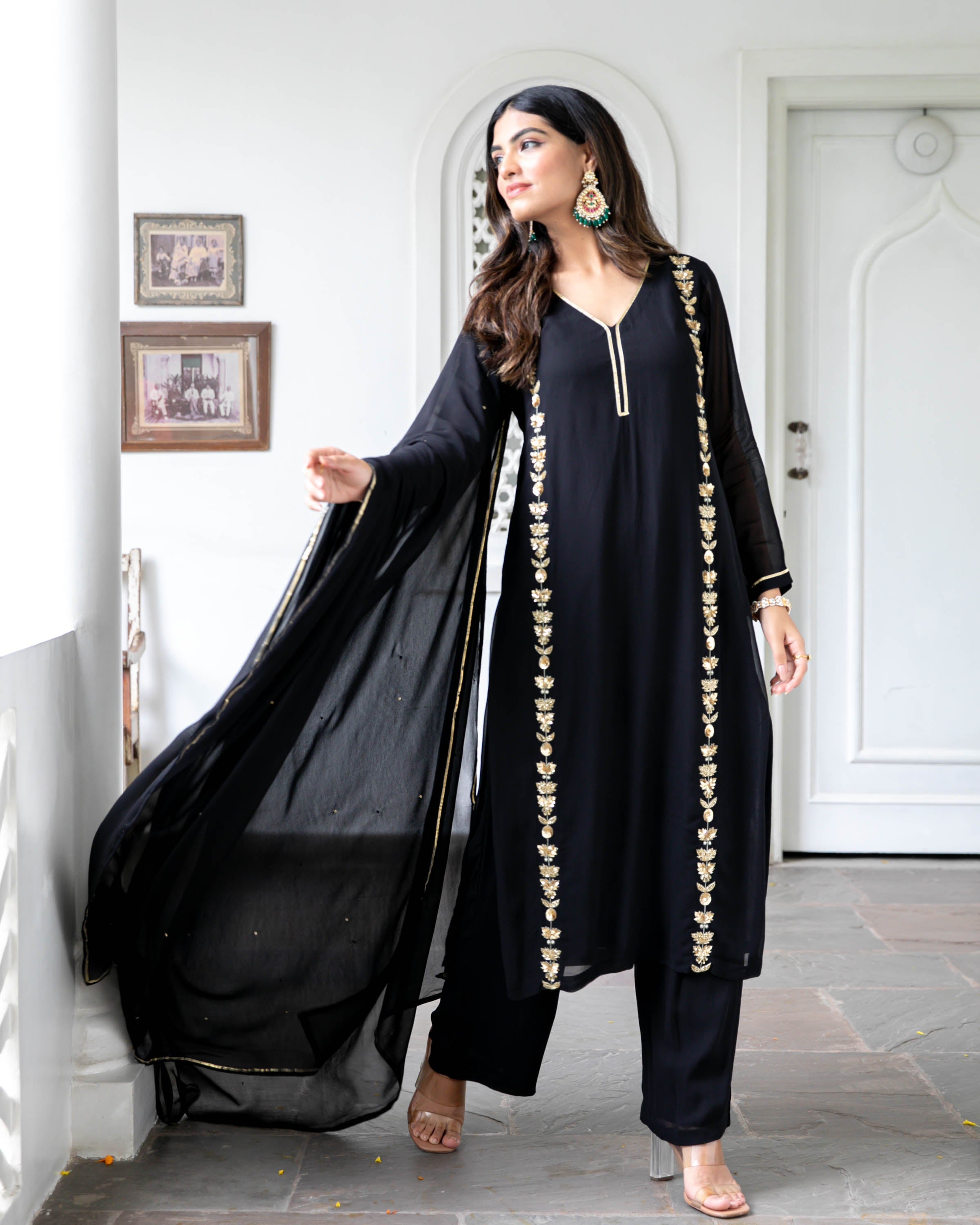 Black Hand Embroideres Suit Set