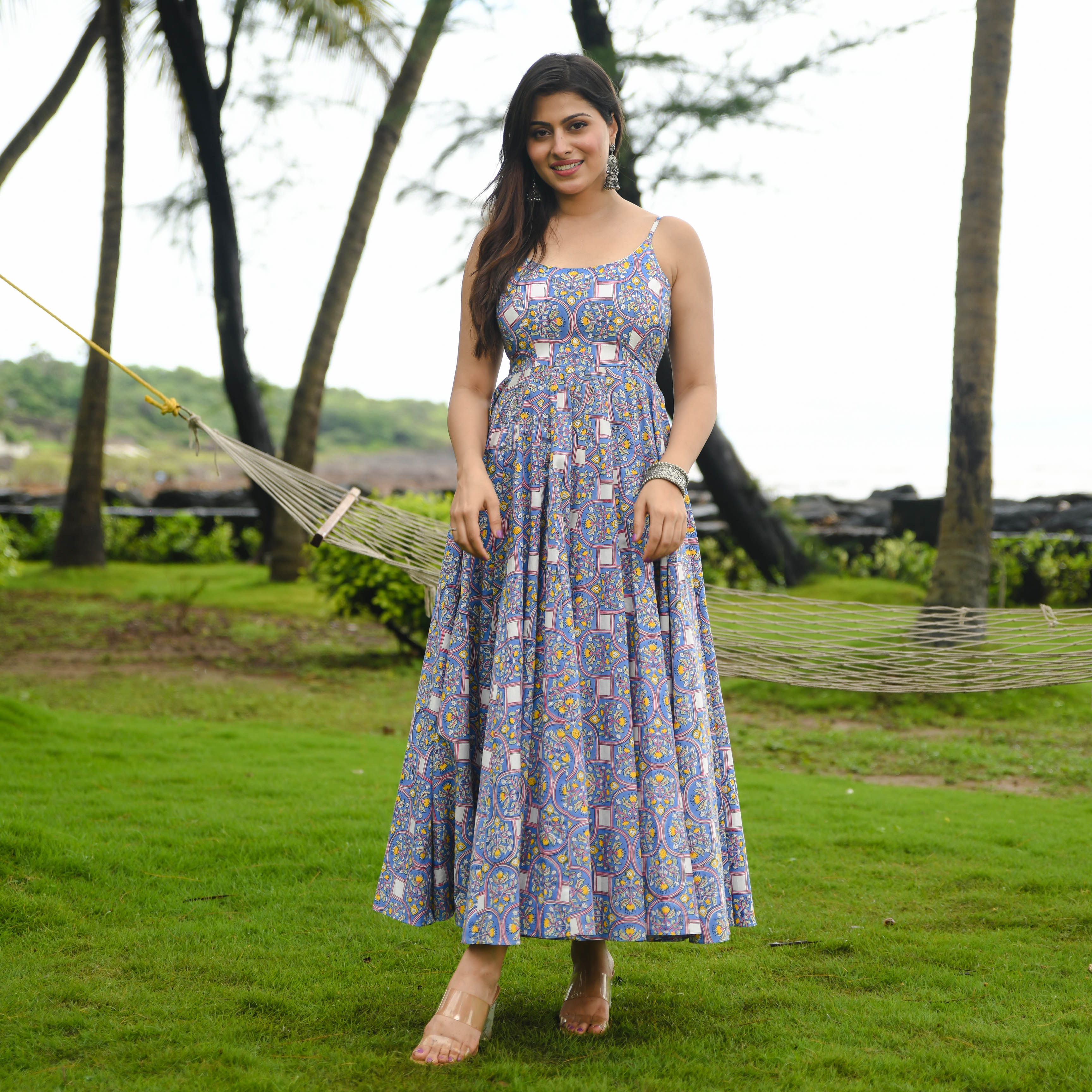 Bunaai Baleine Blue Printed Cotton Dress