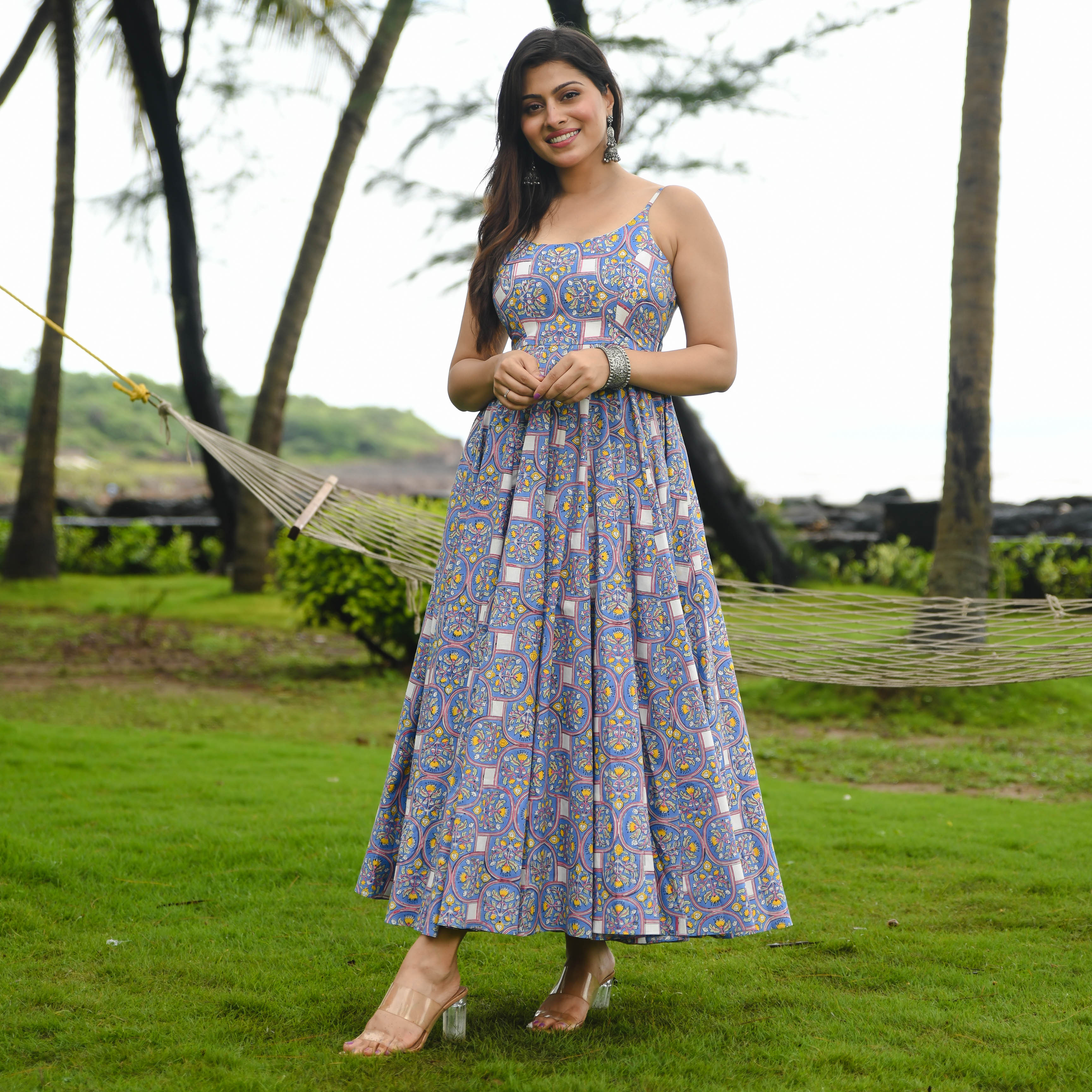 Bunaai Baleine Blue Printed Cotton Dress