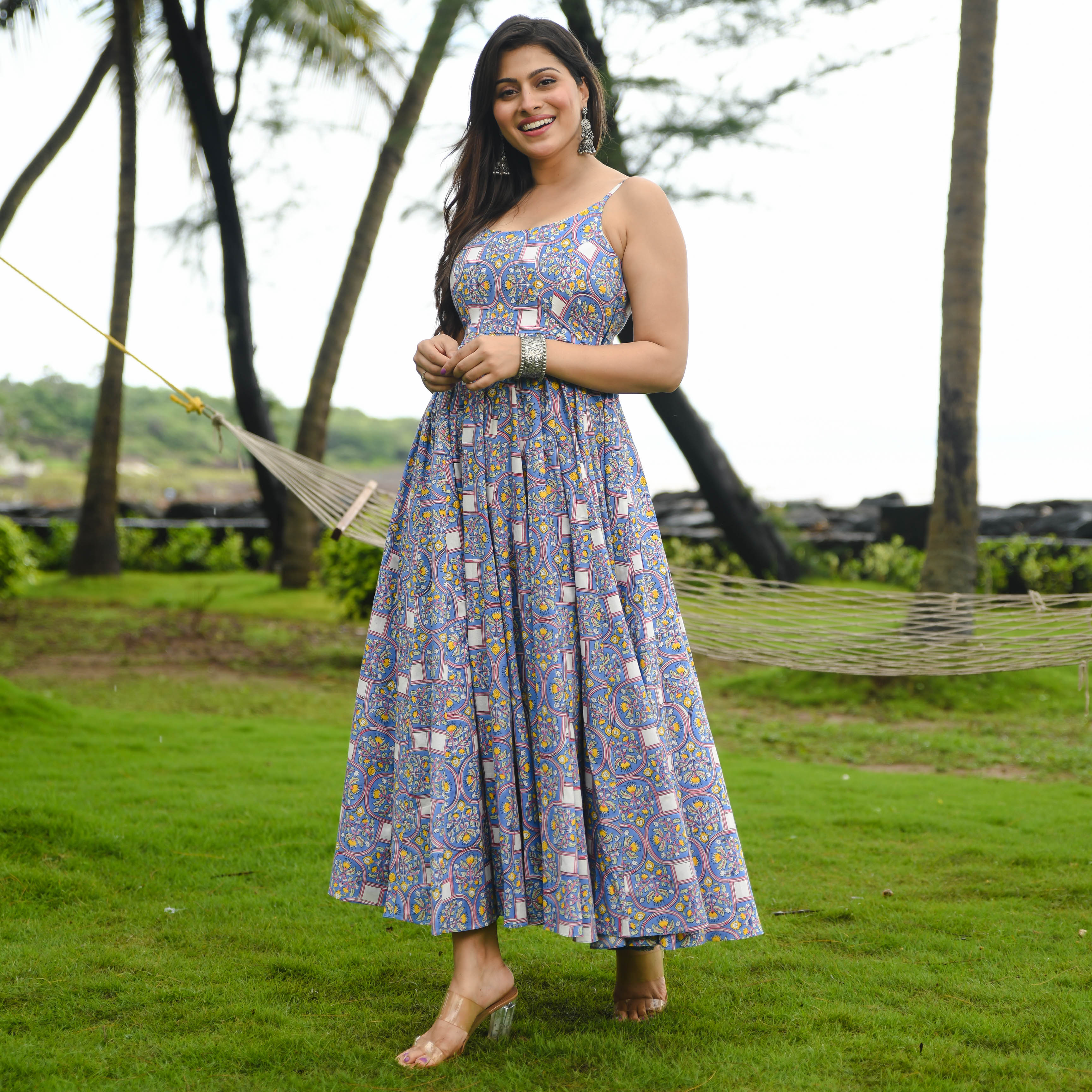 Bunaai Baleine Blue Printed Cotton Dress