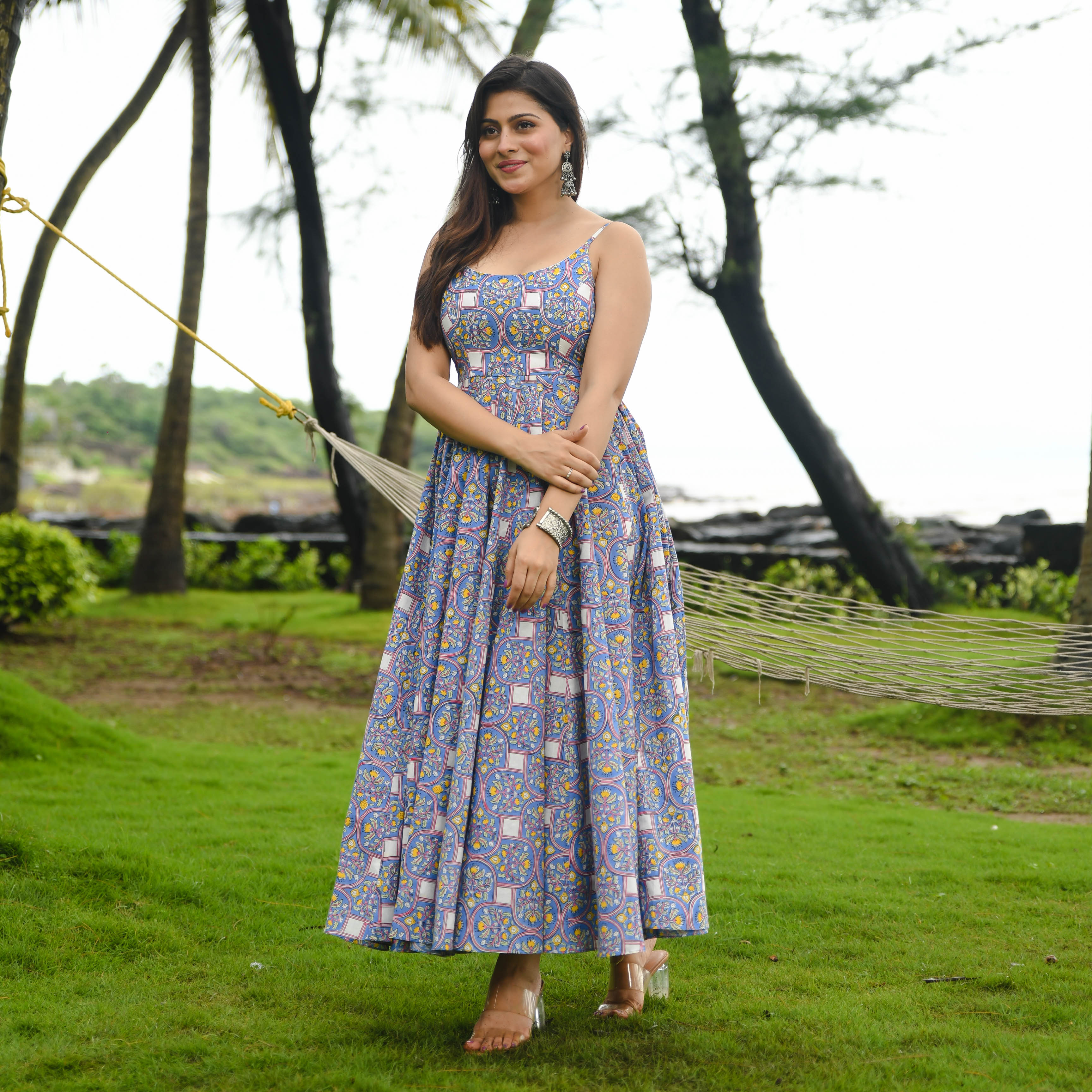 Bunaai Baleine Blue Printed Cotton Dress