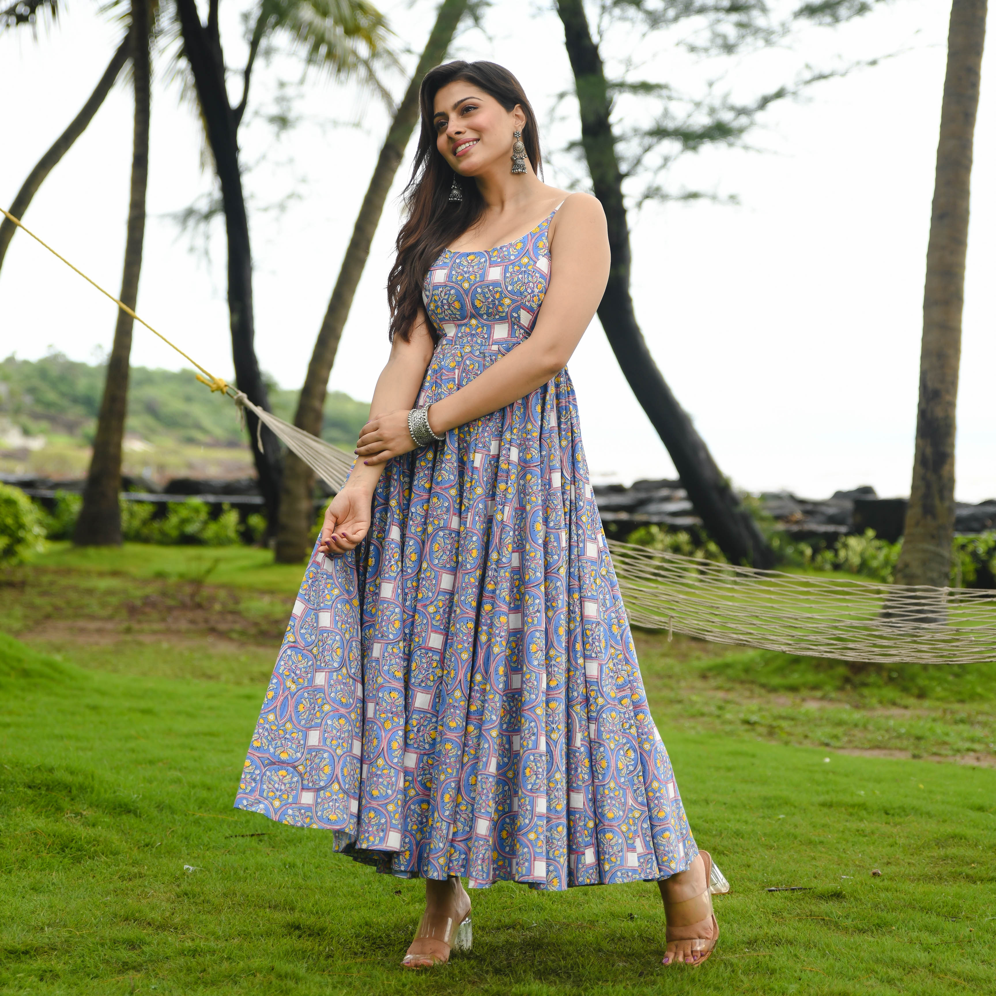 Bunaai Baleine Blue Printed Cotton Dress