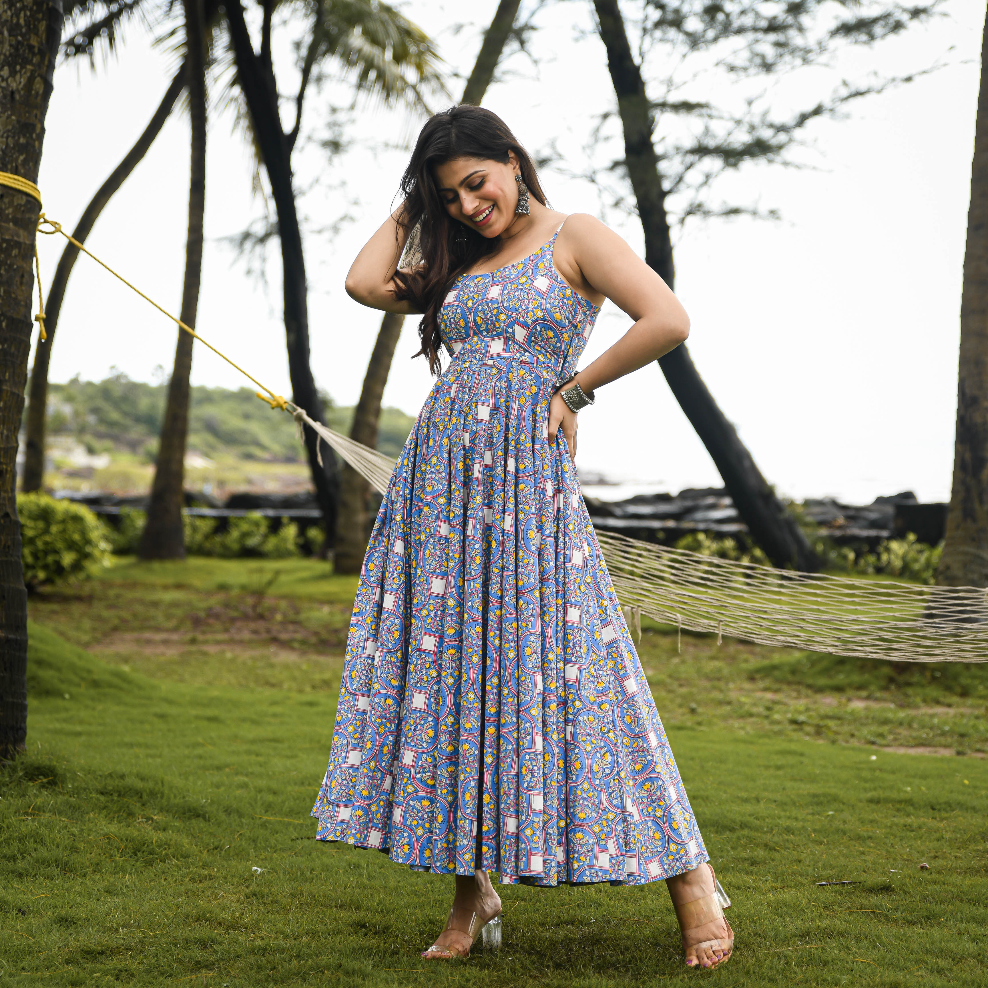 Bunaai Baleine Blue Printed Cotton Dress