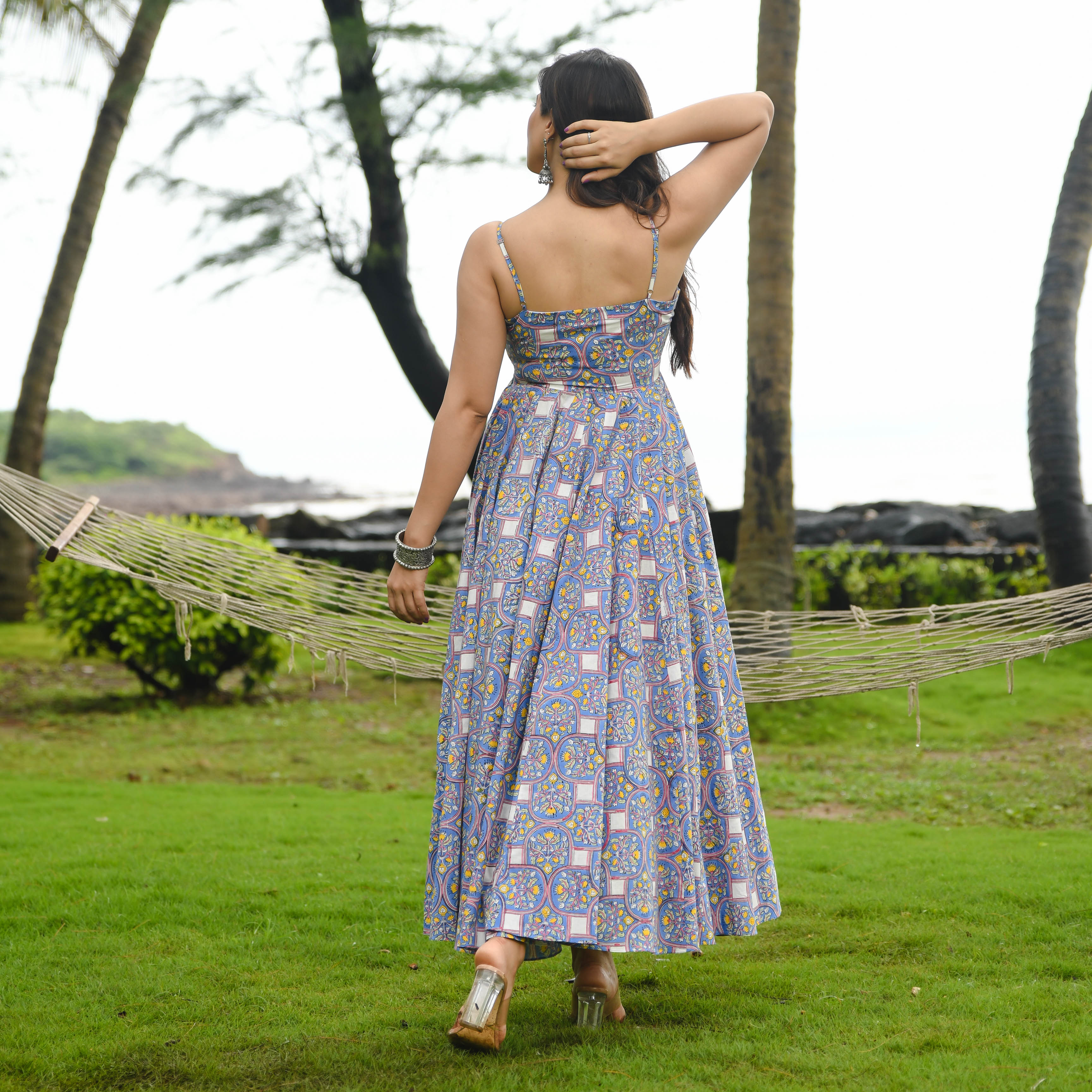 Bunaai Baleine Blue Printed Cotton Dress