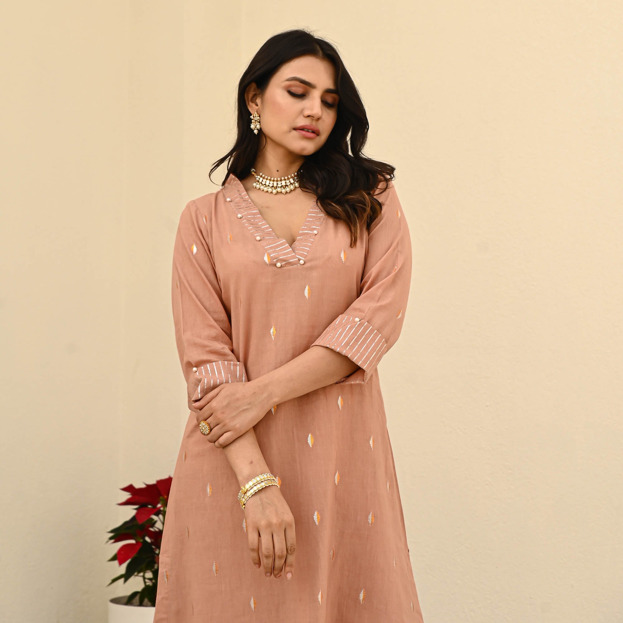 Bunaai Pristine Cotton Lurex Coord Set