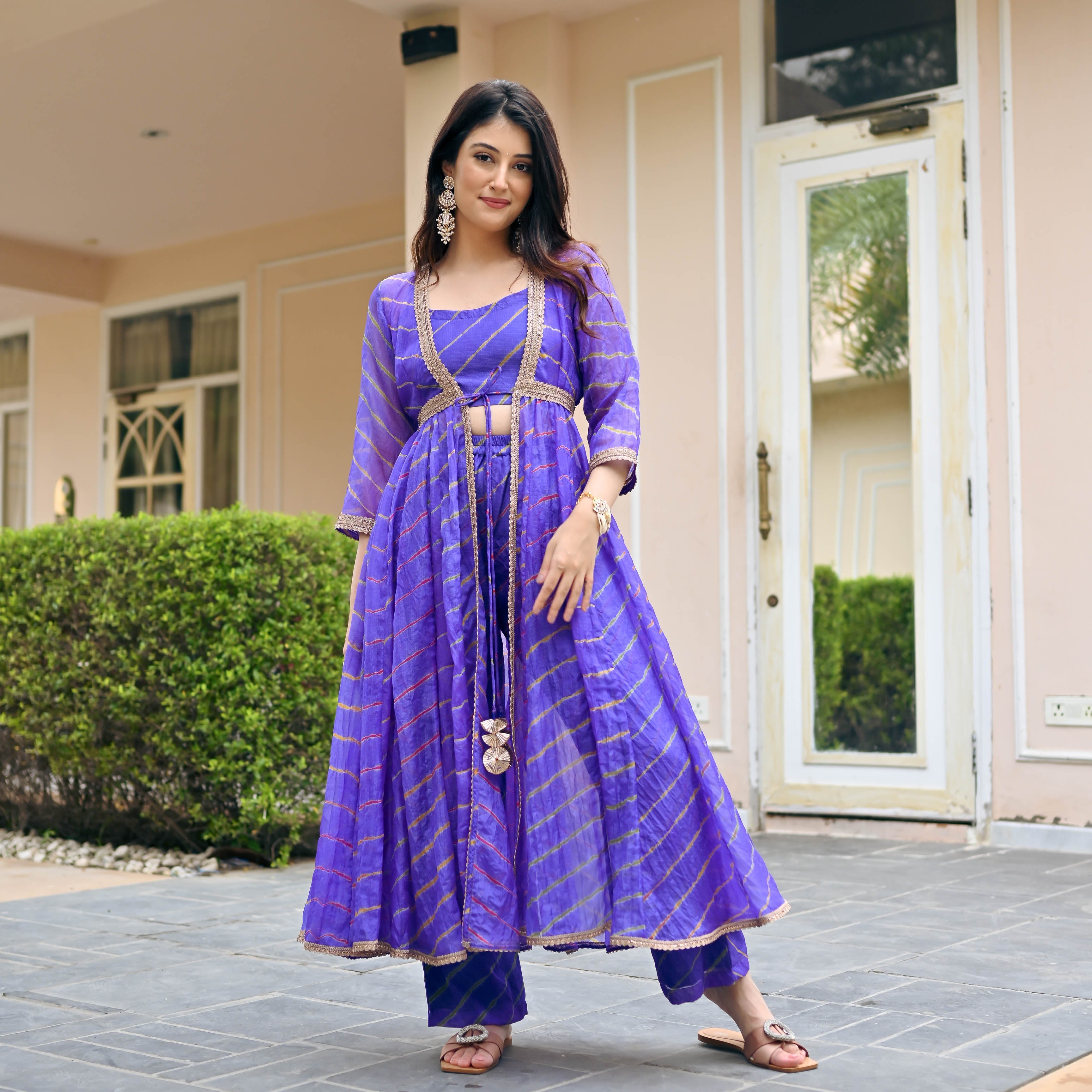 Bunaai Purple Leheriya 3 Piece Set