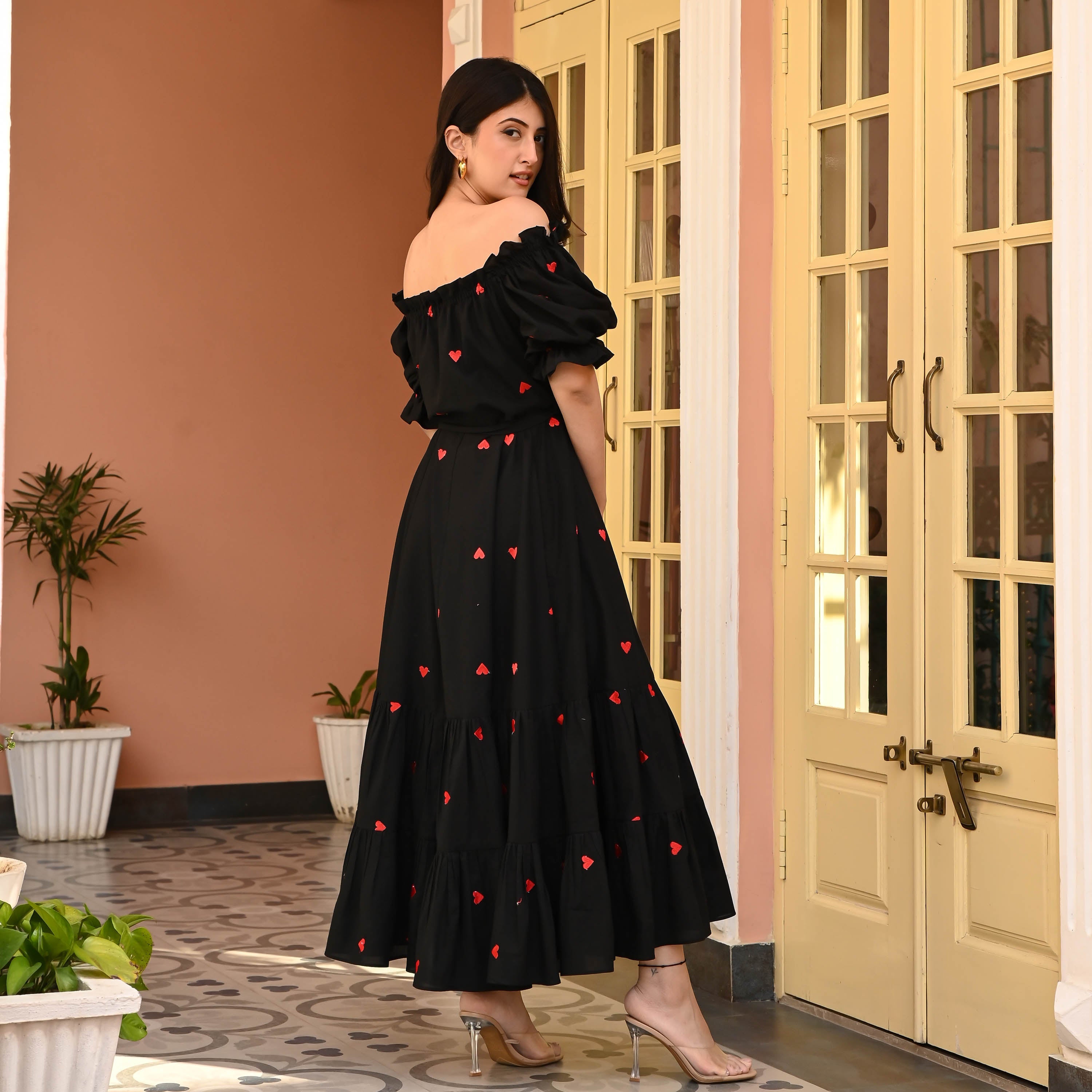 Bunaai Celestial Black Embroidered Cotton Dress