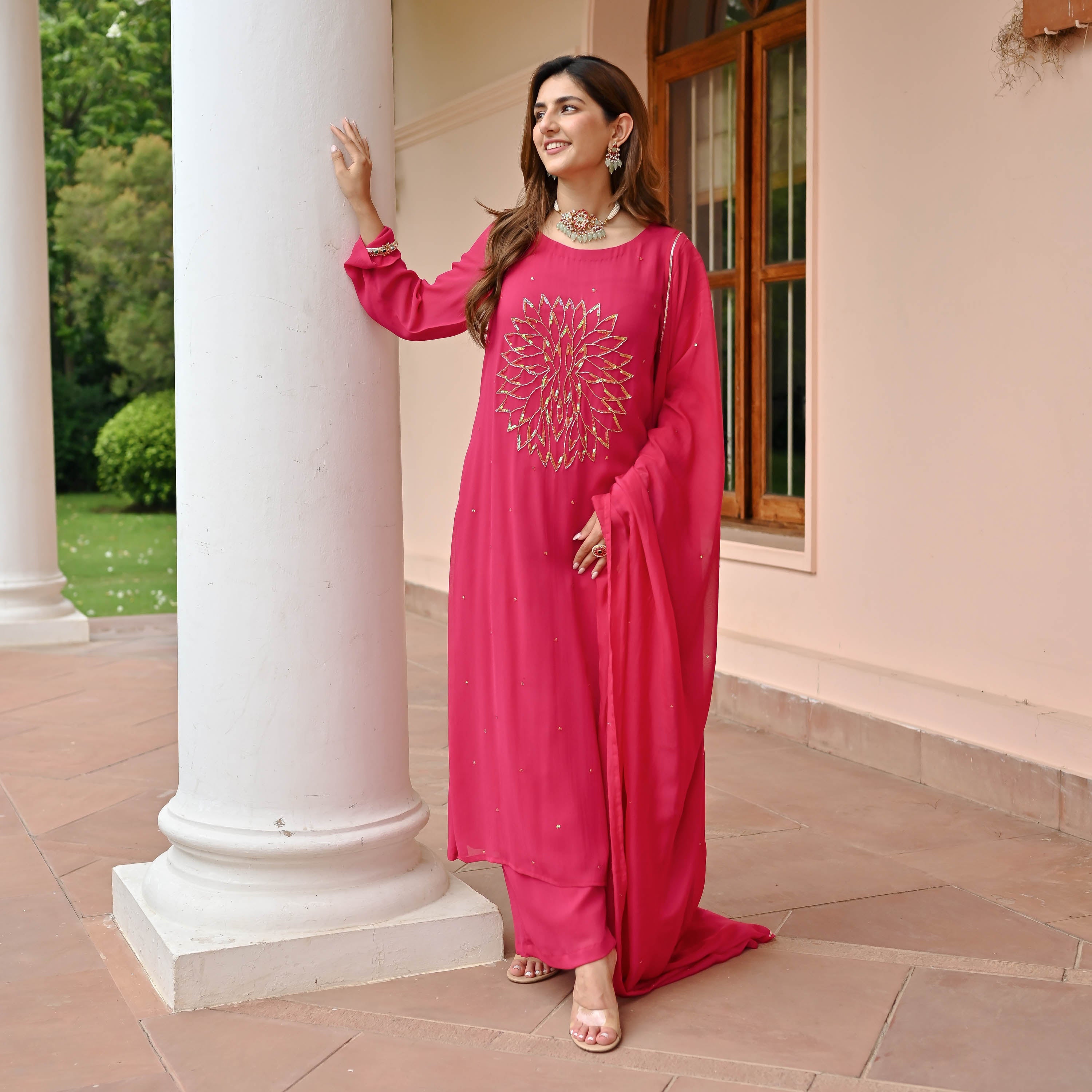 Pink Charm Georgette Suit Set