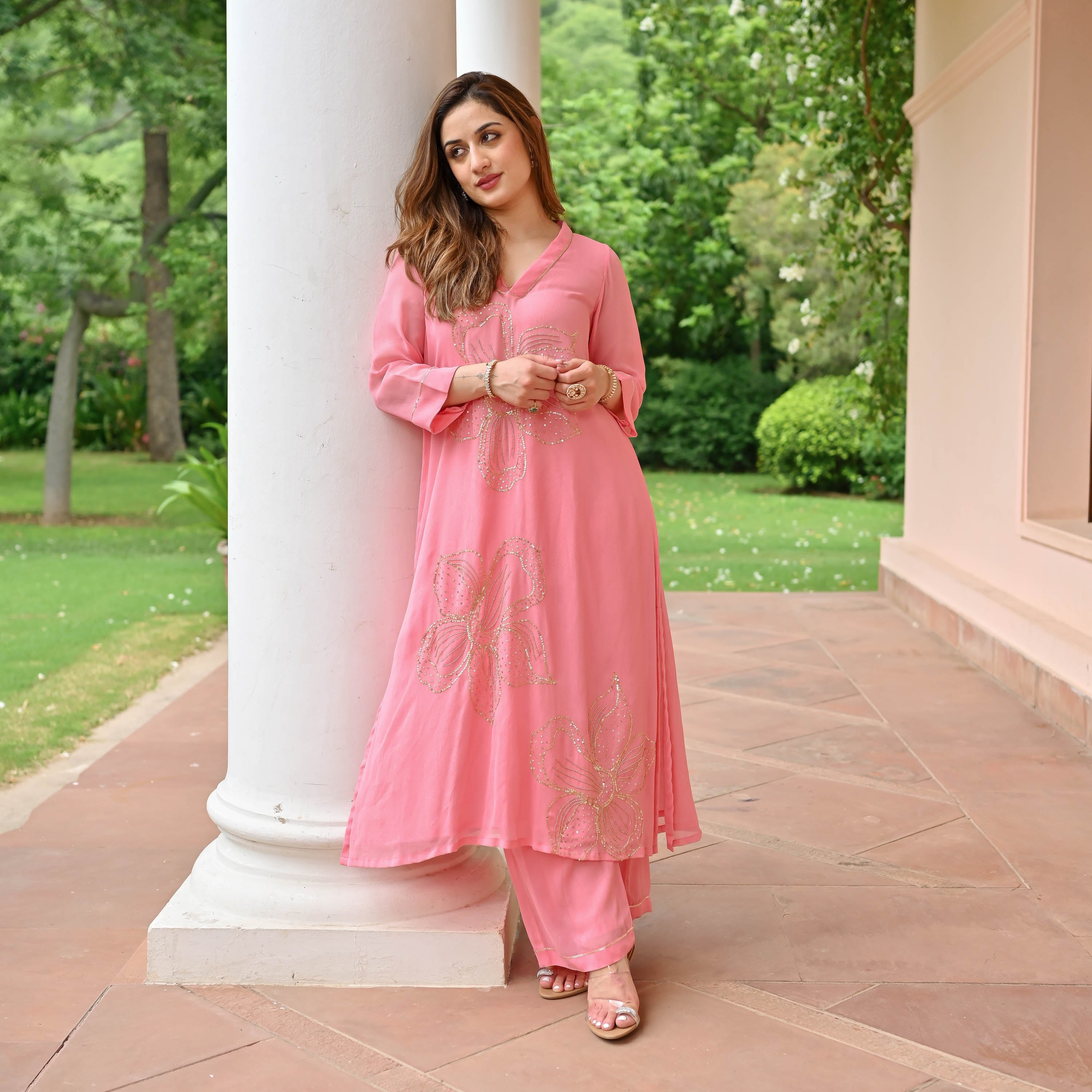 Blush Glow Georgette Kurta Set