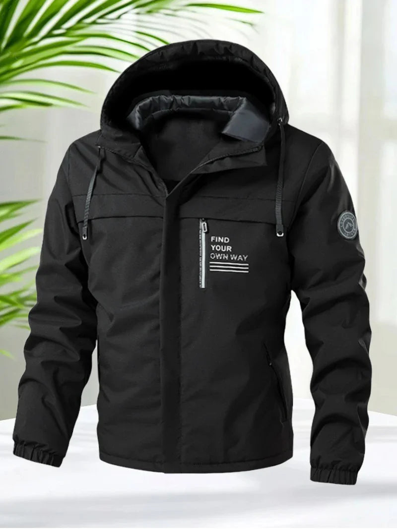 Signature Tunica Men's Lightweight Windbreaker Hooded Zip-Up Jacket for Hiking