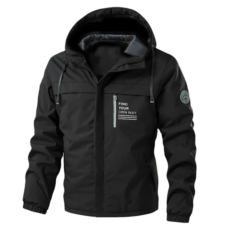 Signature Tunica Men's Lightweight Windbreaker Hooded Zip-Up Jacket for Hiking