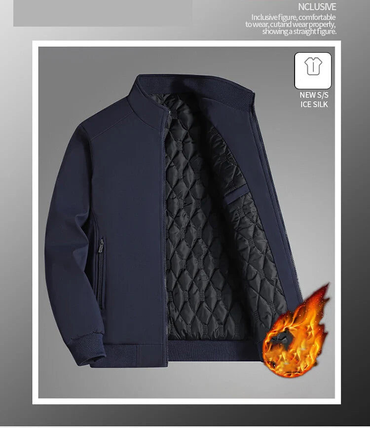 SingatureTunica Thick Stand Collar Solid Winter Jacket Men Waterproof Warm Business Casual Men Coats