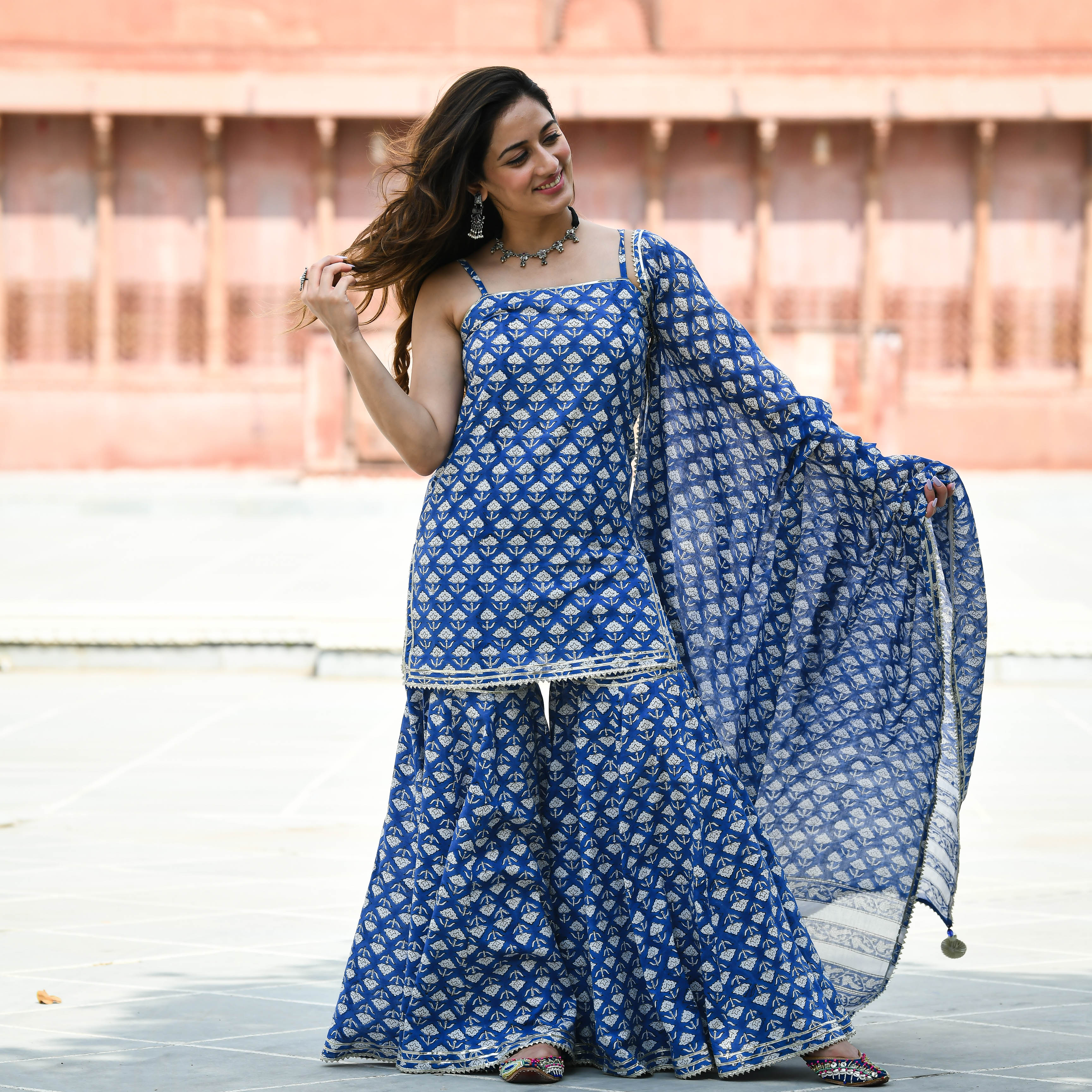 Bunaai Sitara Handblock Printed Suit Set