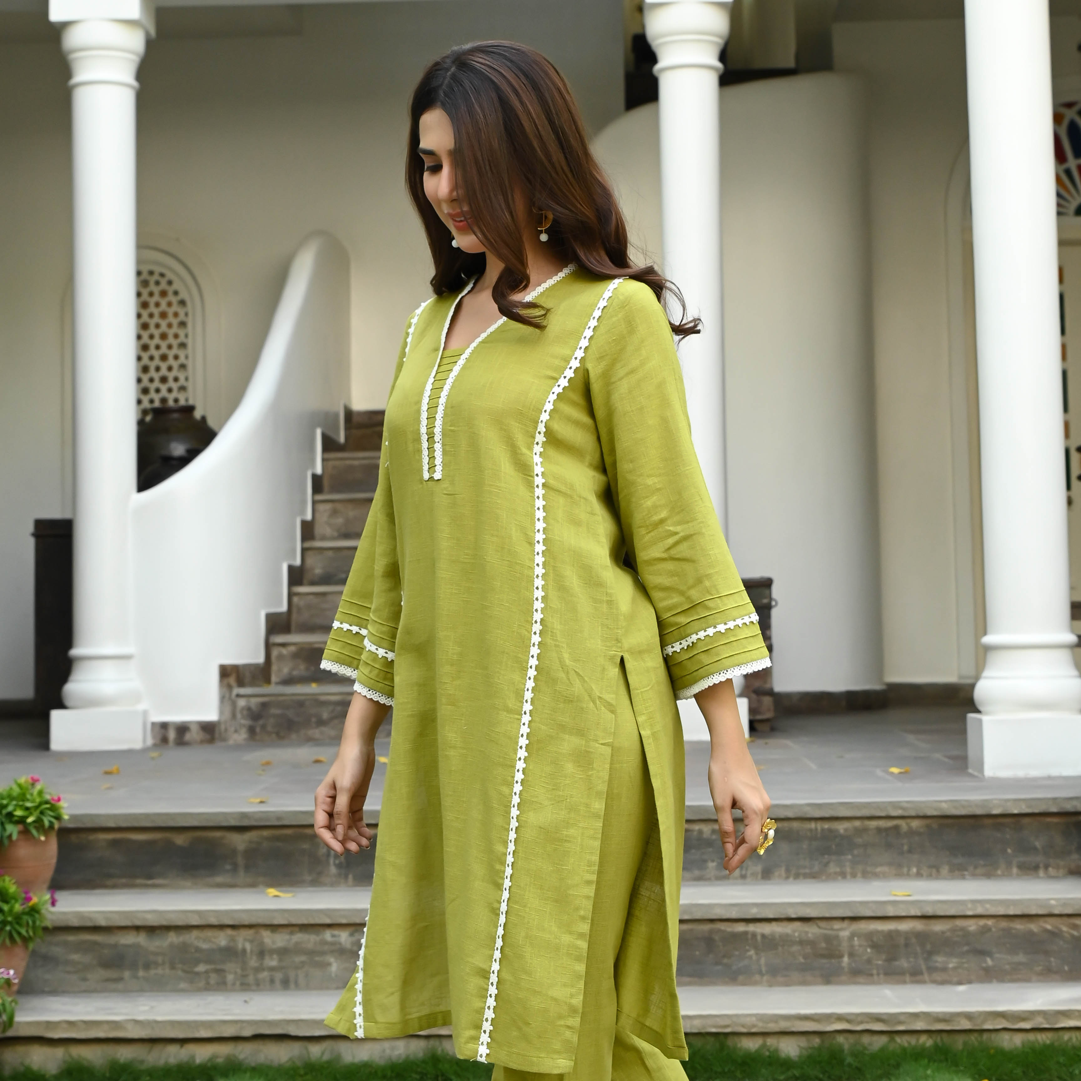 Bunaai Cotton Georgia Kurta Set