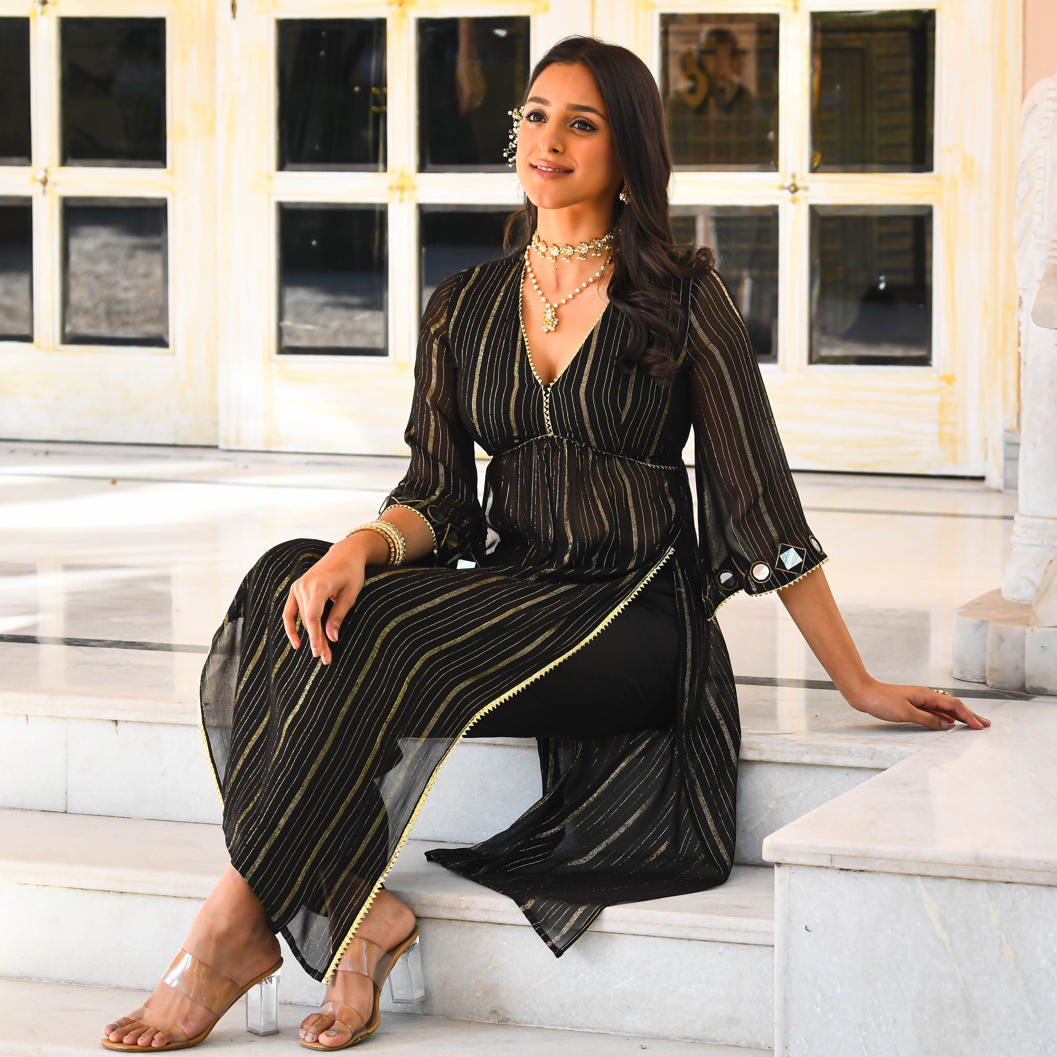 Shimmer Lurex Kurta Set