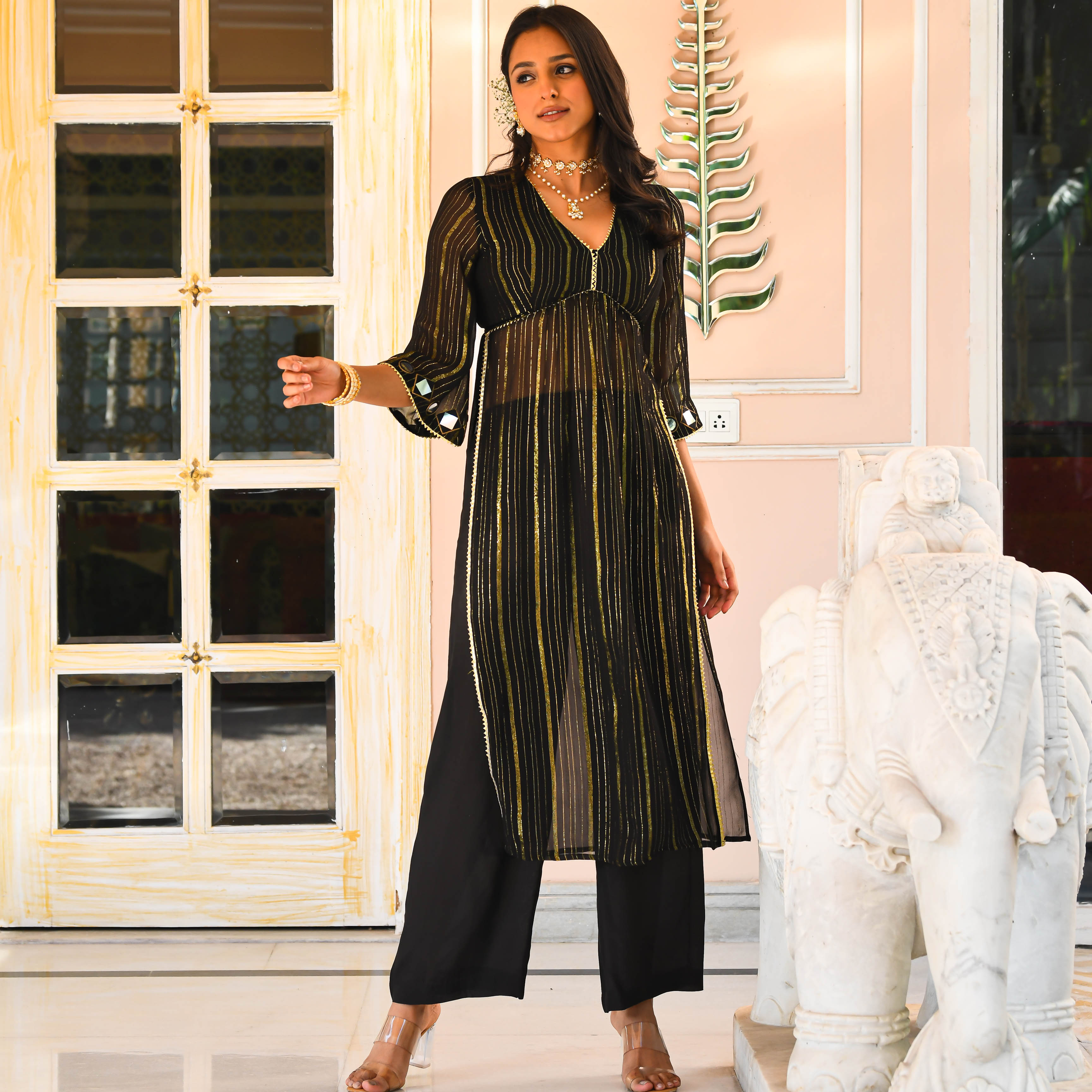 Shimmer Lurex Kurta Set